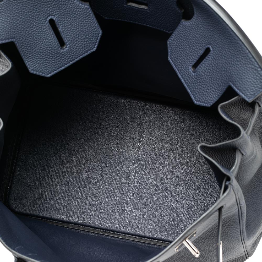 Hermes Blue Nuit Togo Leather Palladium Plated HAC Birkin 40 Bag In New Condition In Dubai, Al Qouz 2