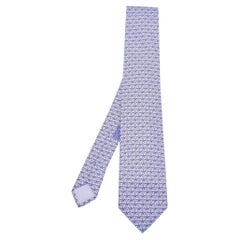 Hermes Blue Octopus & Starfish Print Silk Tie