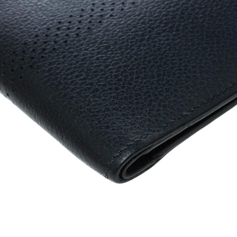 Hermes Blue Orage Leather Perforated Detail Bifold Wallet For Sale at ...