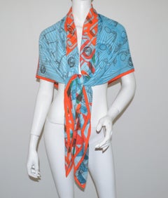 Hermes Blue, Orange Manufacture de Boucleries Shawl by Gianpaolo Pagni