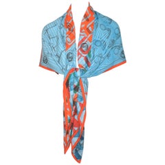 Hermes Blue, Orange Manufacture de Boucleries Shawl by Gianpaolo Pagni