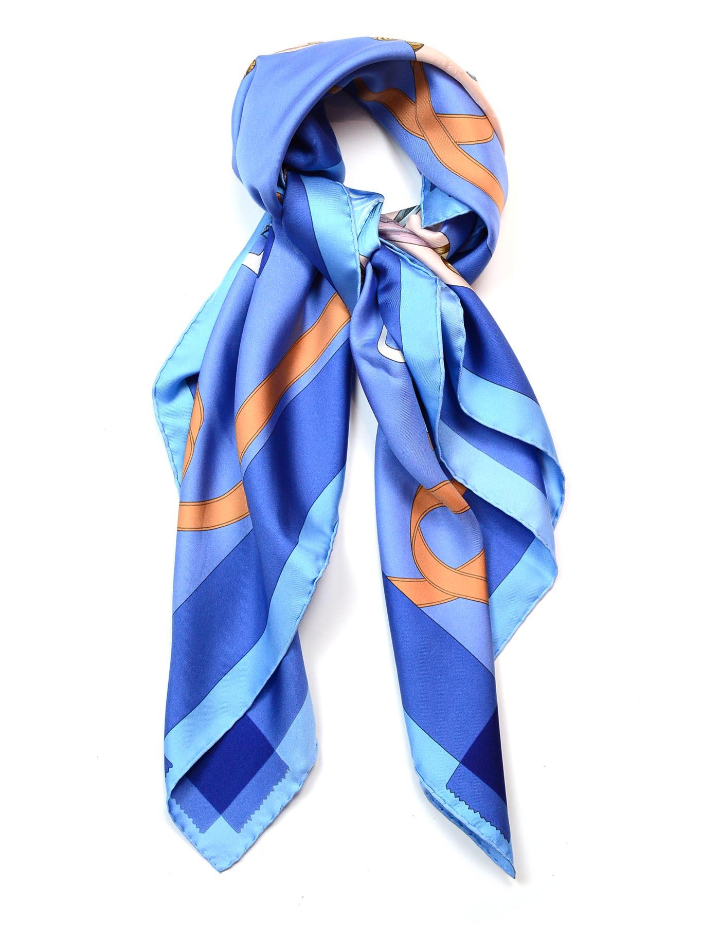 Orange and blue silk scarf Clearance