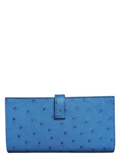 Hermes Blue Ostrich H Bearn Wallet with Palladium Hardware