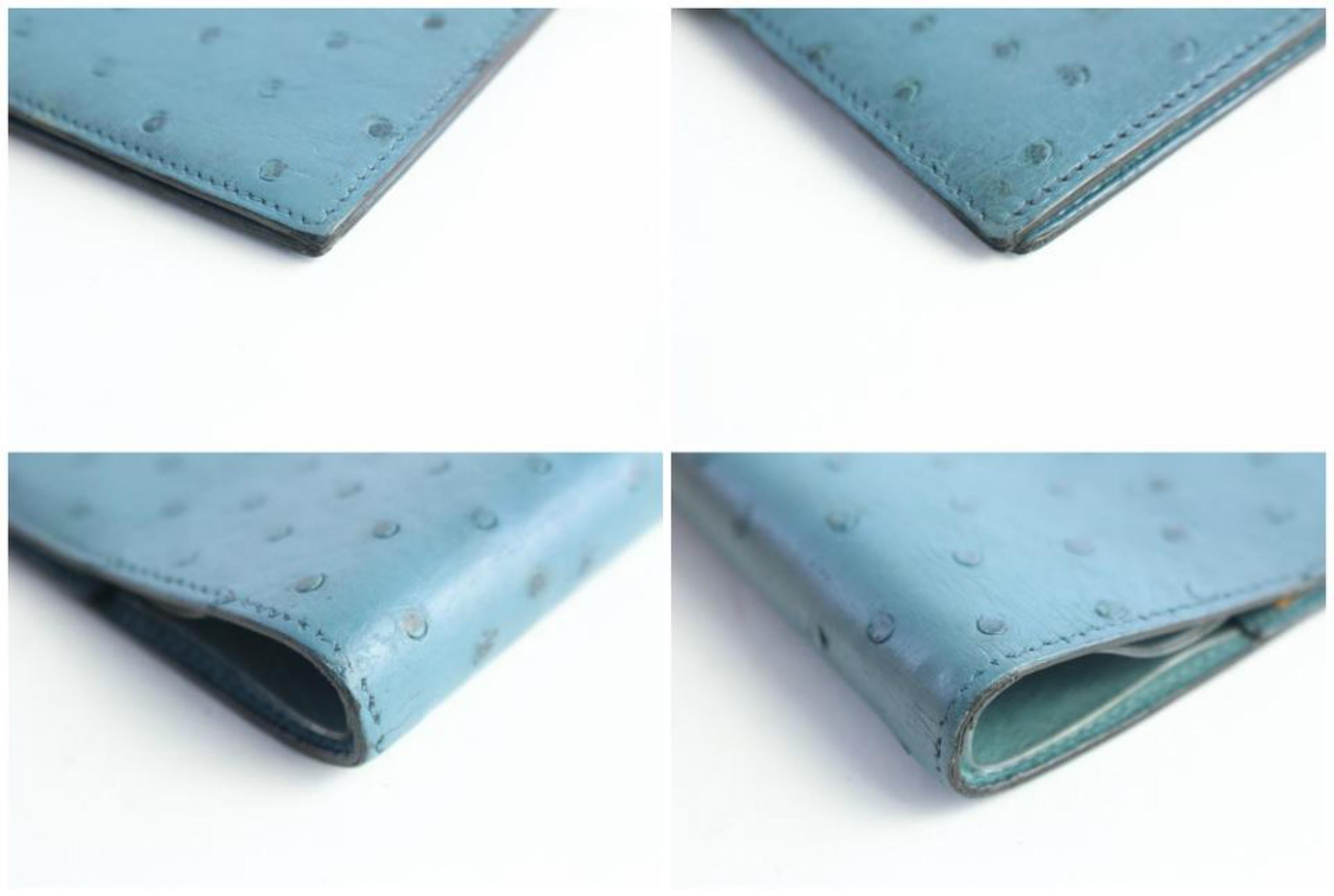Hermès Blue Ostrich Leather Vision Large Agenda Notebook Cover 7hz0821 Tech For Sale 3