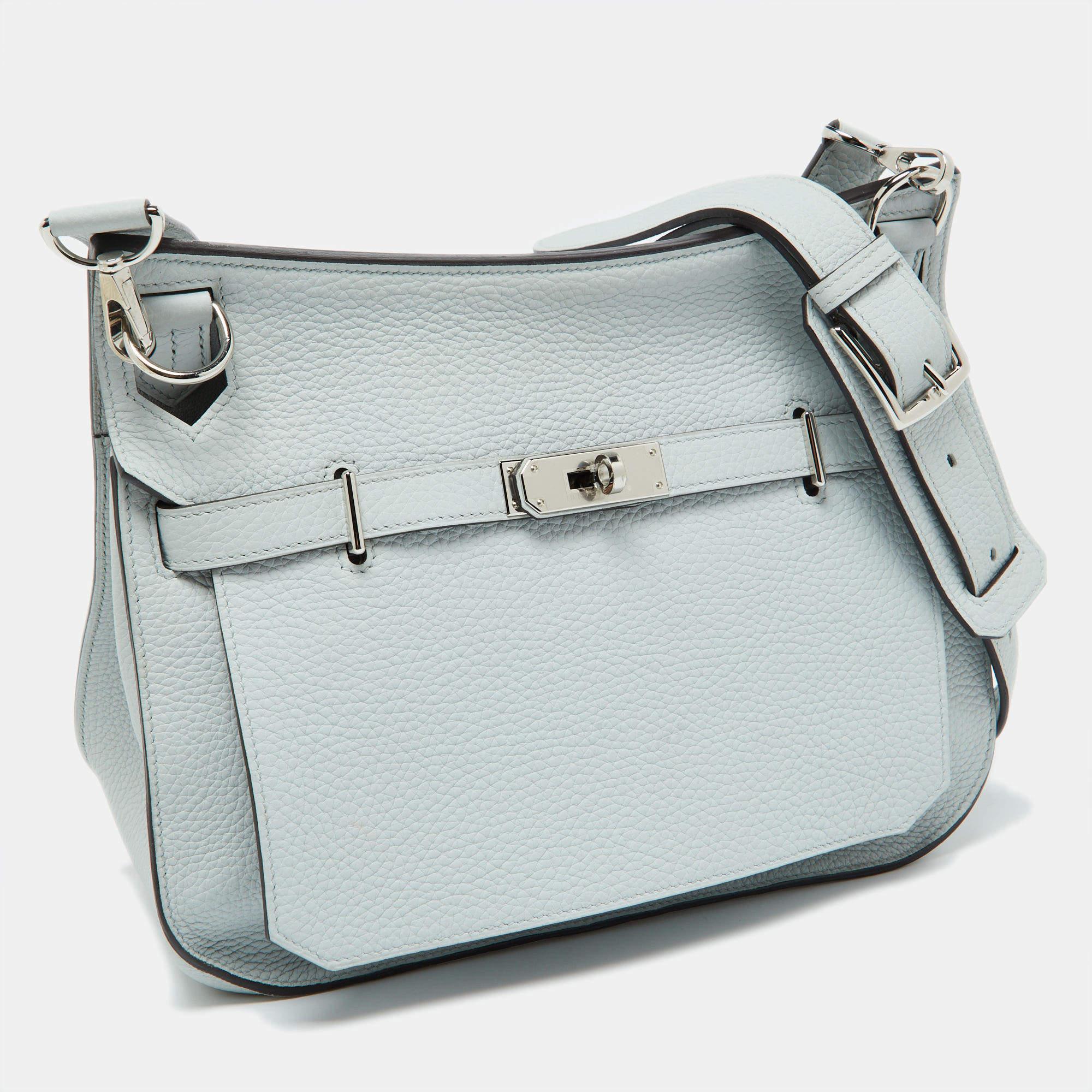 Gray Hermès Blue Pale Taurillon Clemence Leather Palladium Finish Jypsiere 28 Bag