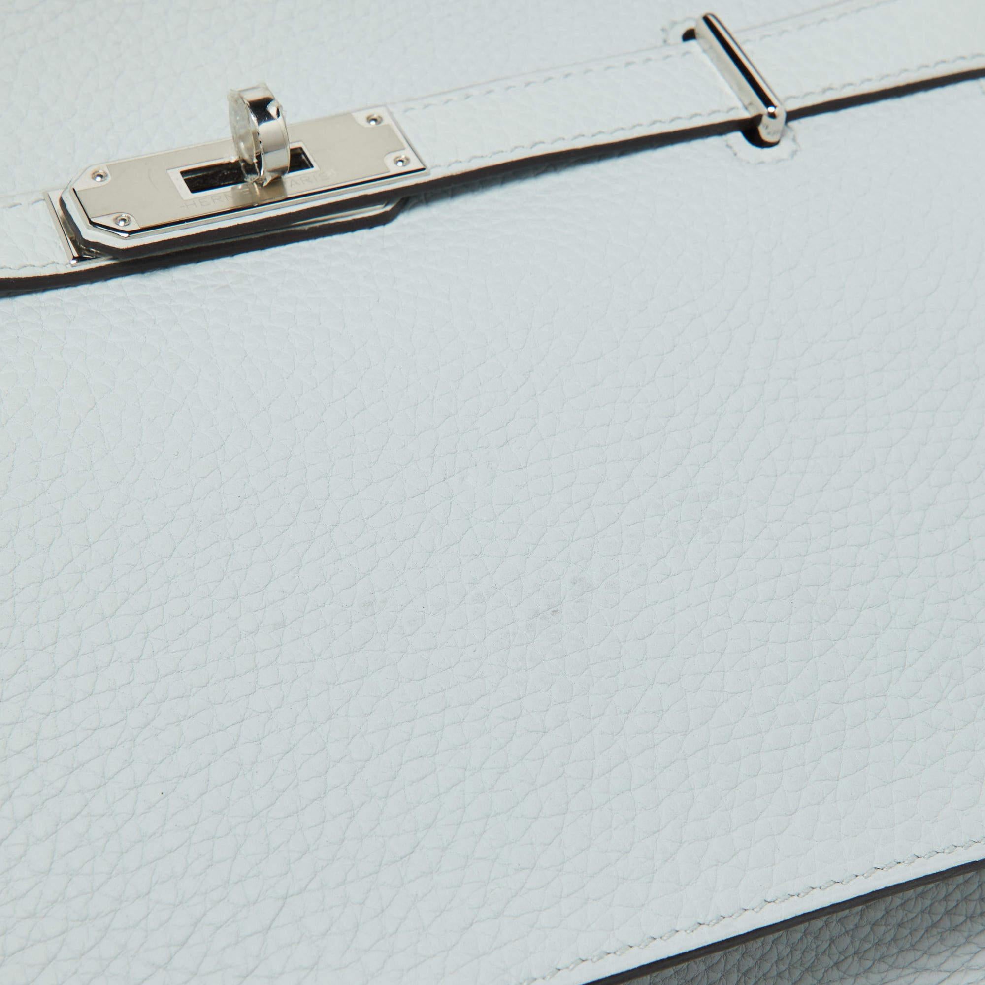 Hermès Blue Pale Taurillon Clemence Leather Palladium Finish Jypsiere 28 Bag 1