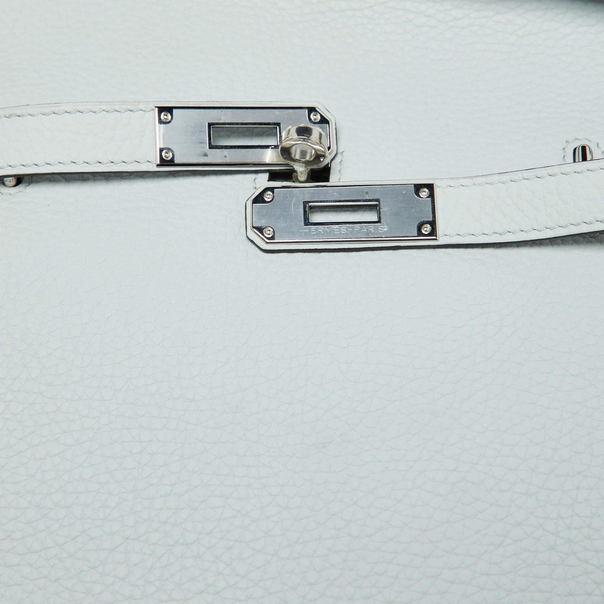 Hermès Blue Pale Taurillon Clemence Leather Palladium Finish Jypsiere 28 Bag 2