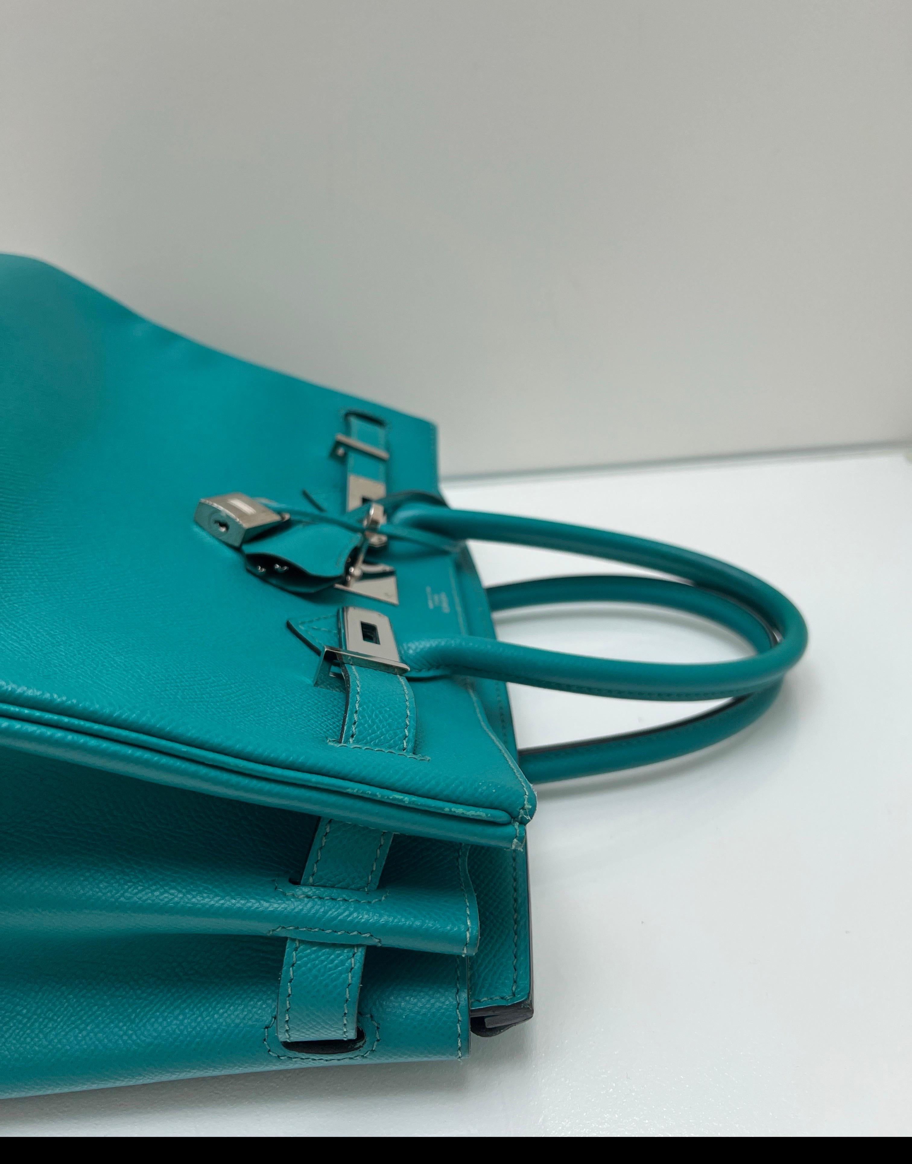 Sac Hermes Birkin 30 bleu Paon en vente 5