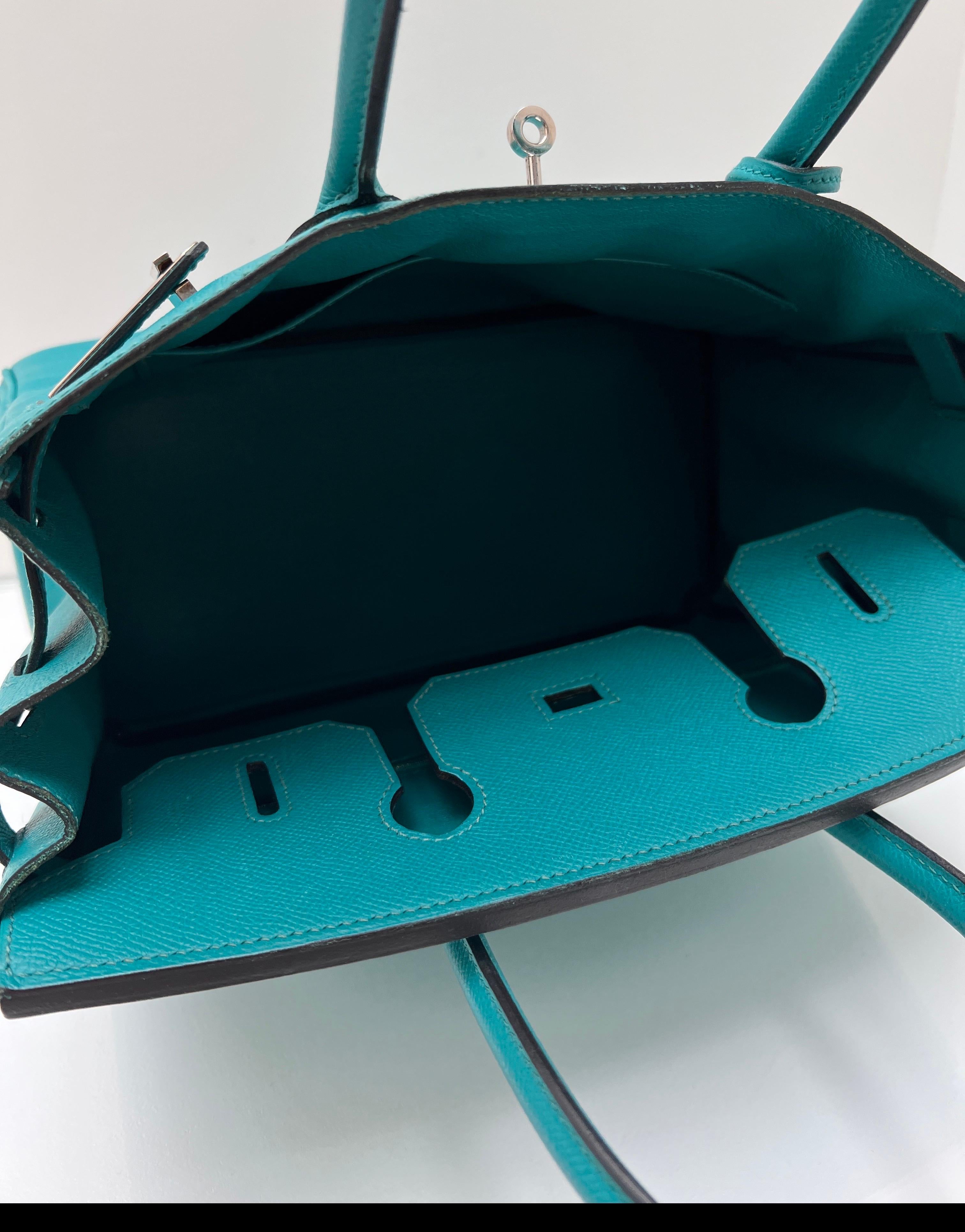 Sac Hermes Birkin 30 bleu Paon en vente 7