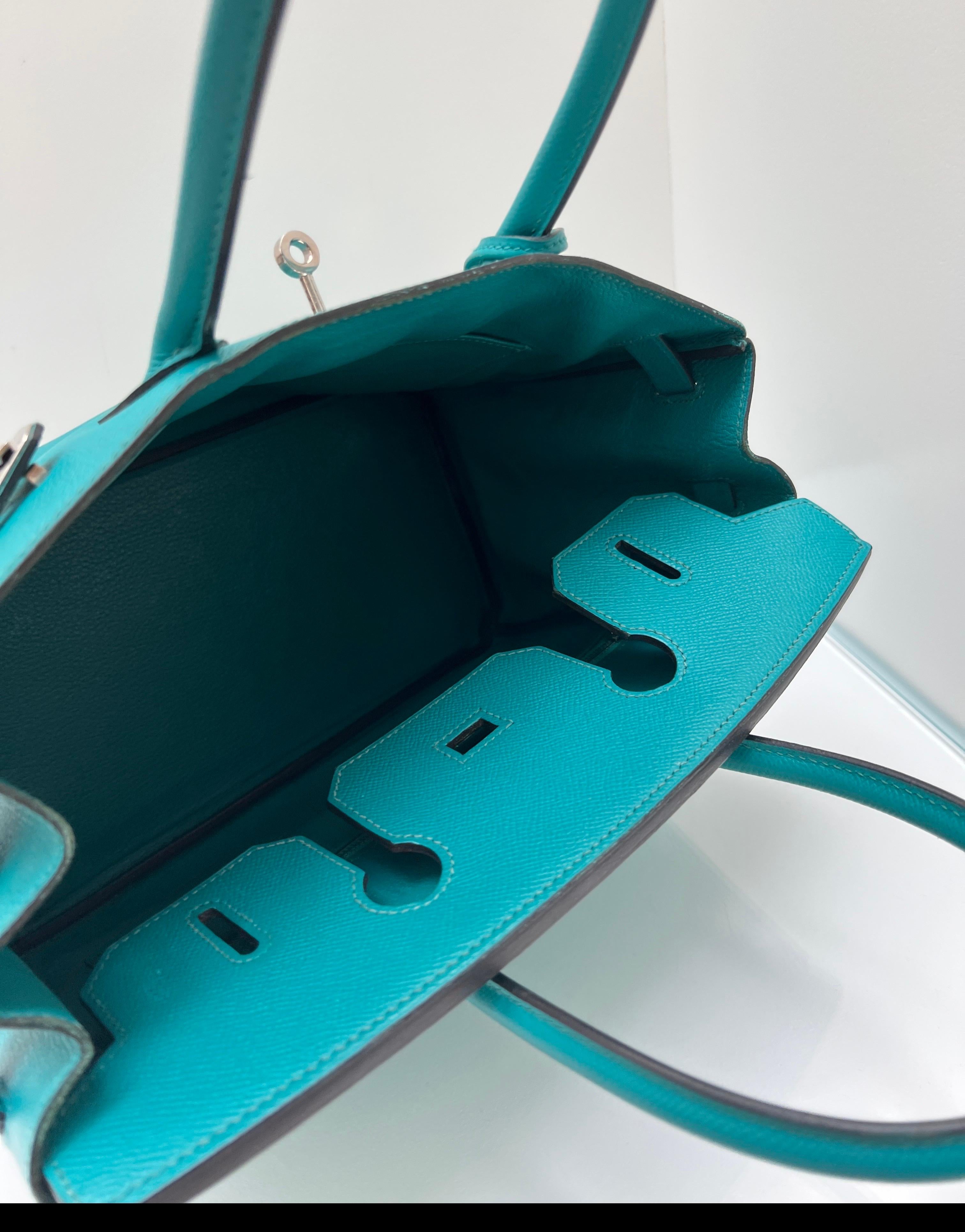 Sac Hermes Birkin 30 bleu Paon en vente 8
