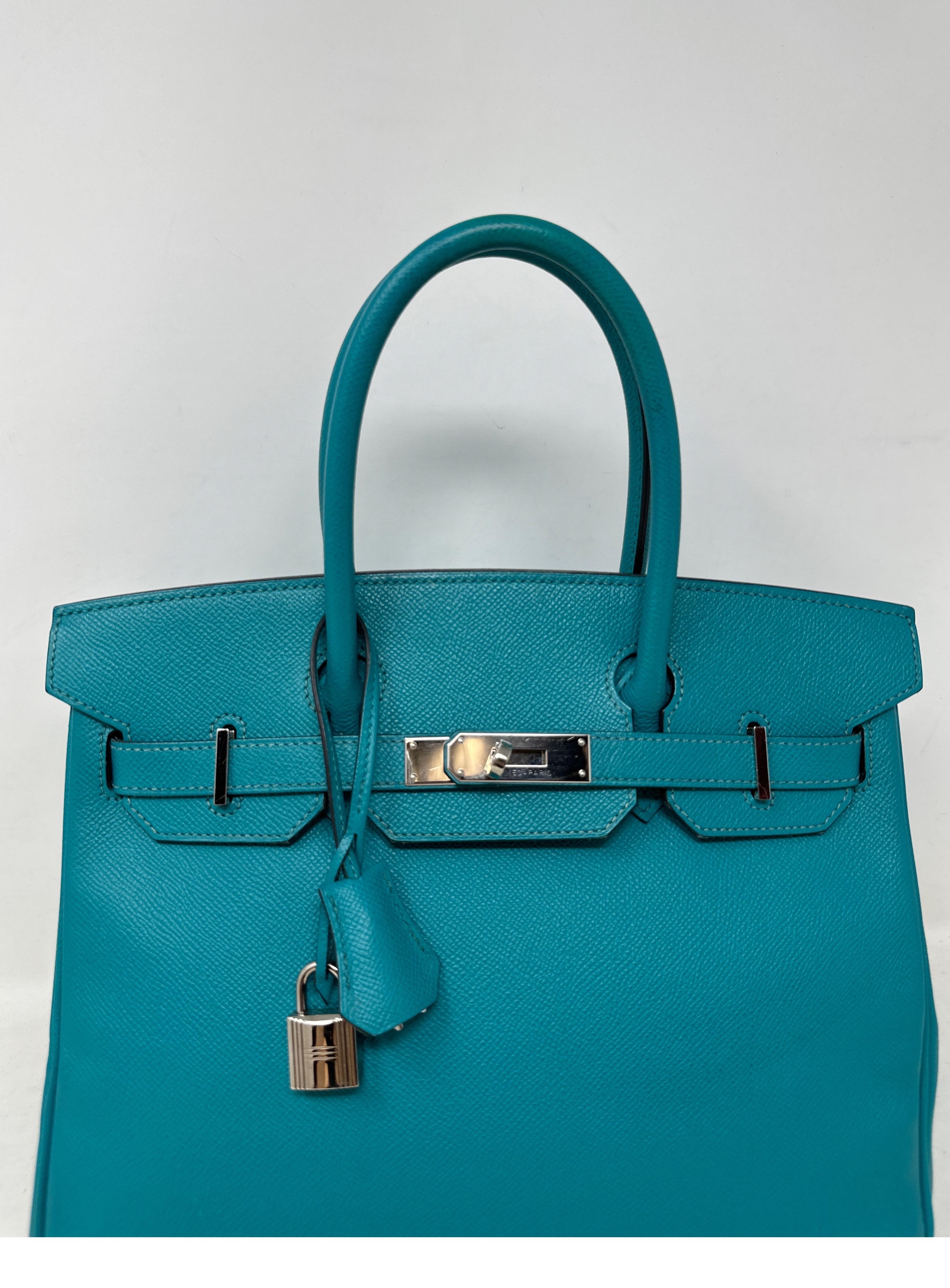 Hermes Blaue Paon Birkin 30 Tasche aus Birkin  im Zustand „Hervorragend“ in Athens, GA