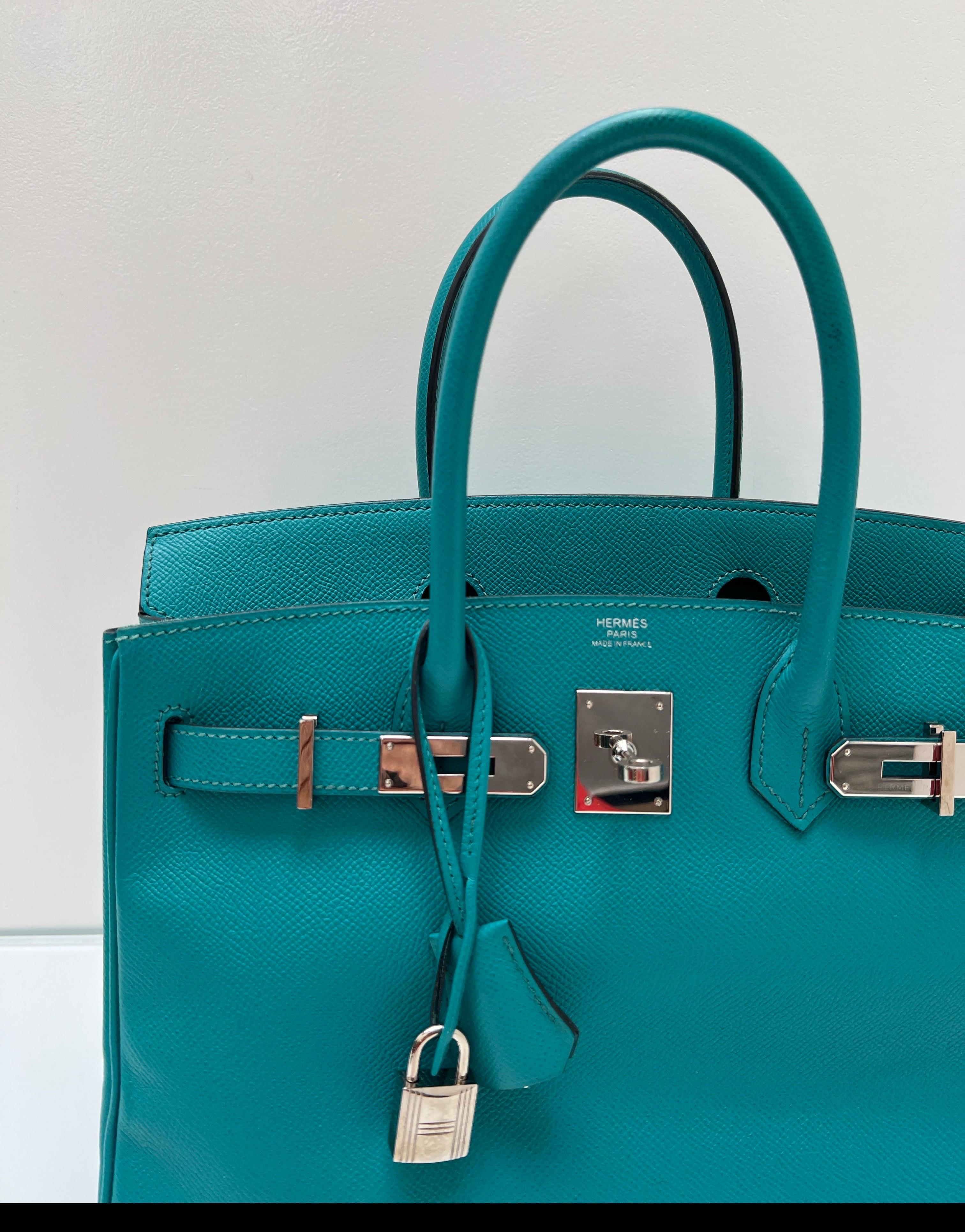 Bleu Sac Hermes Birkin 30 bleu Paon en vente