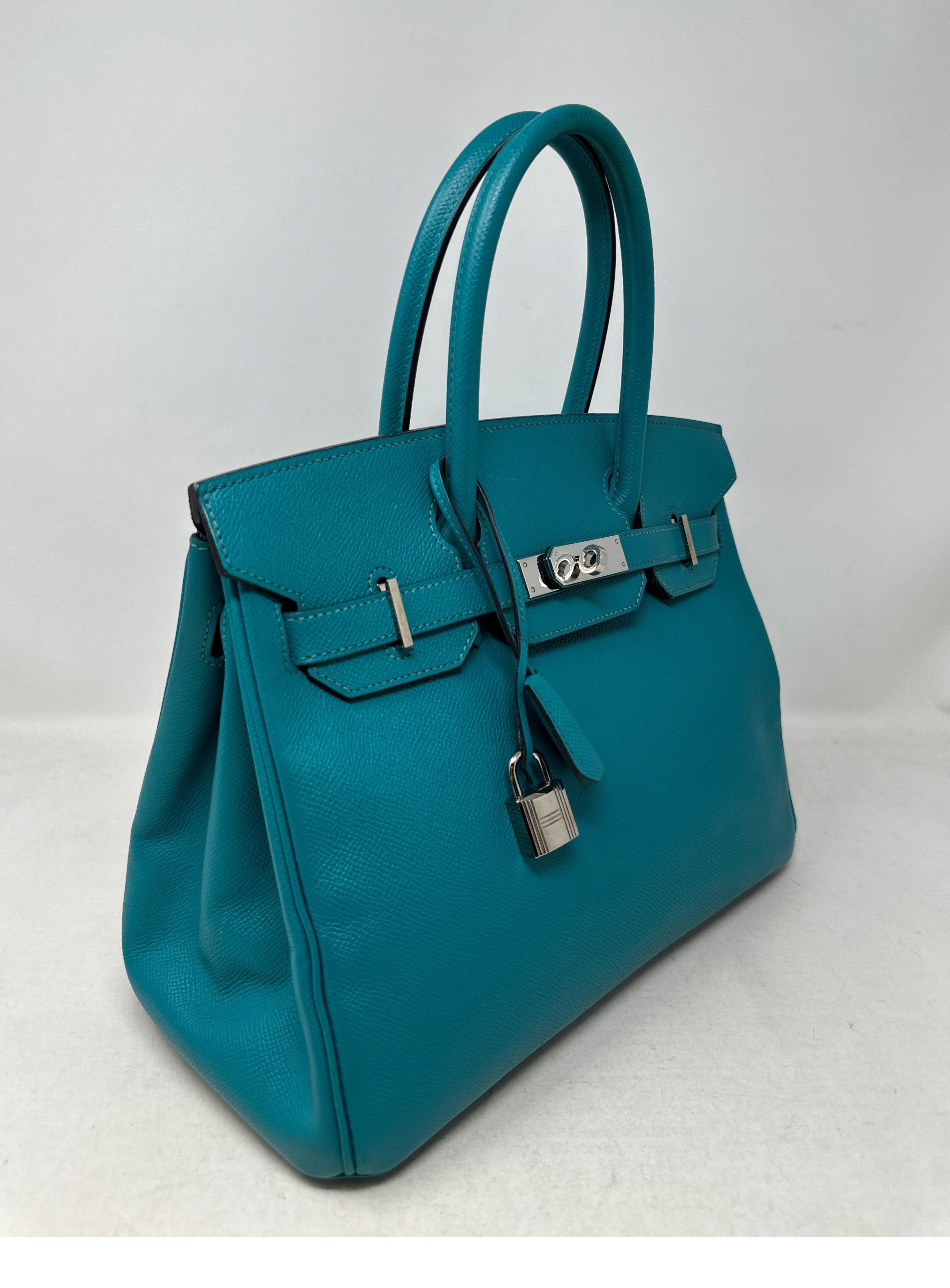 Women's or Men's Hermes Blue Paon Birkin 30 Bag 