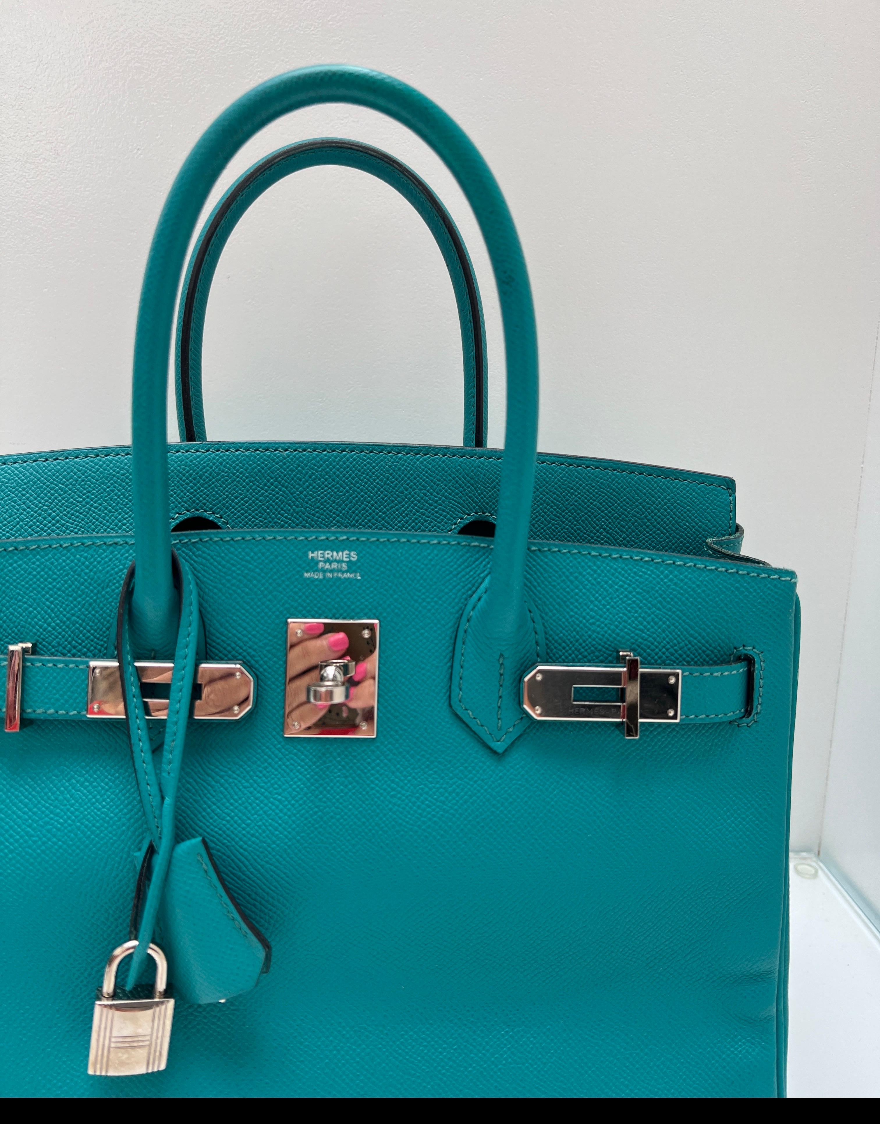 Sac Hermes Birkin 30 bleu Paon Excellent état - En vente à Athens, GA
