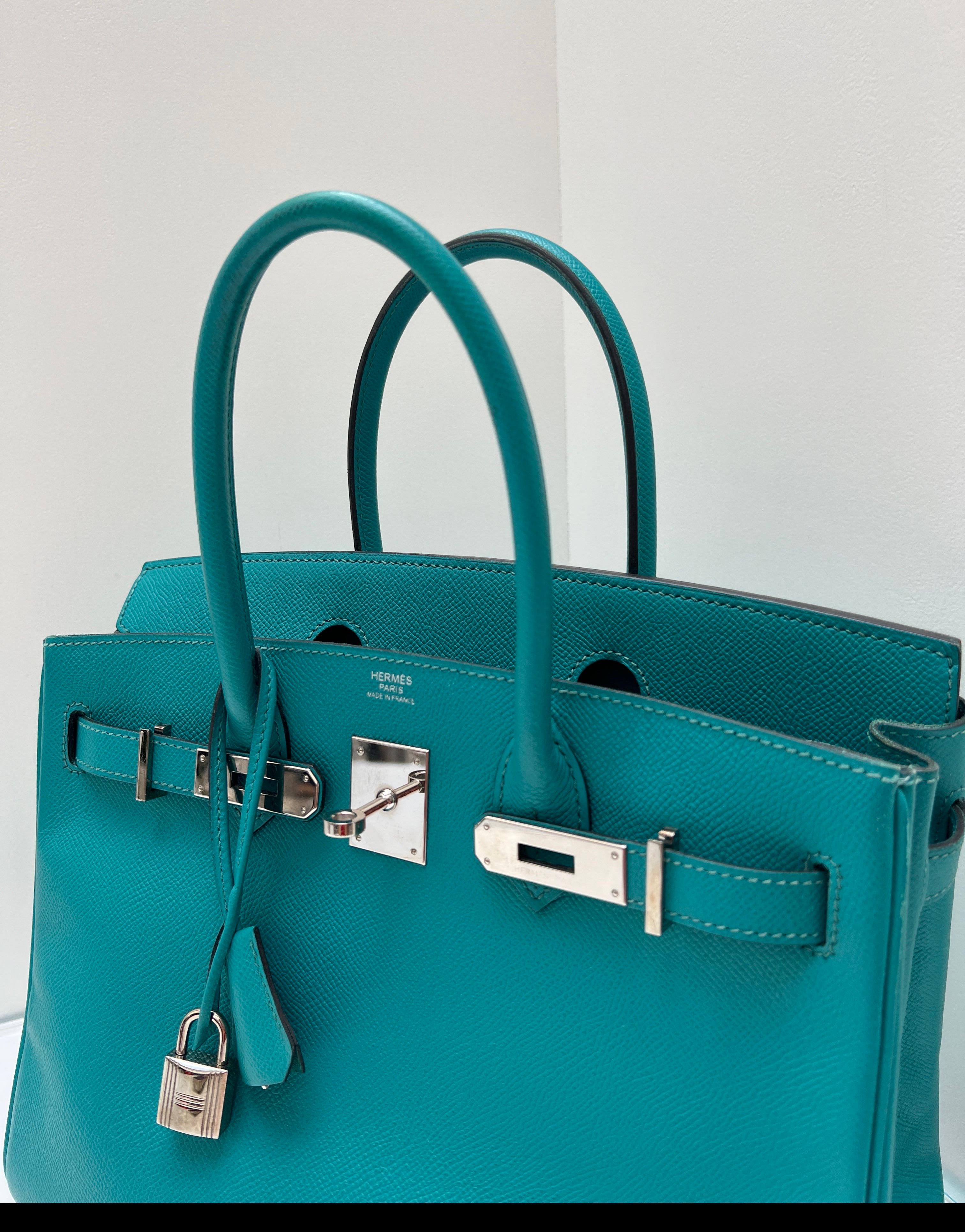 Sac Hermes Birkin 30 bleu Paon Unisexe en vente