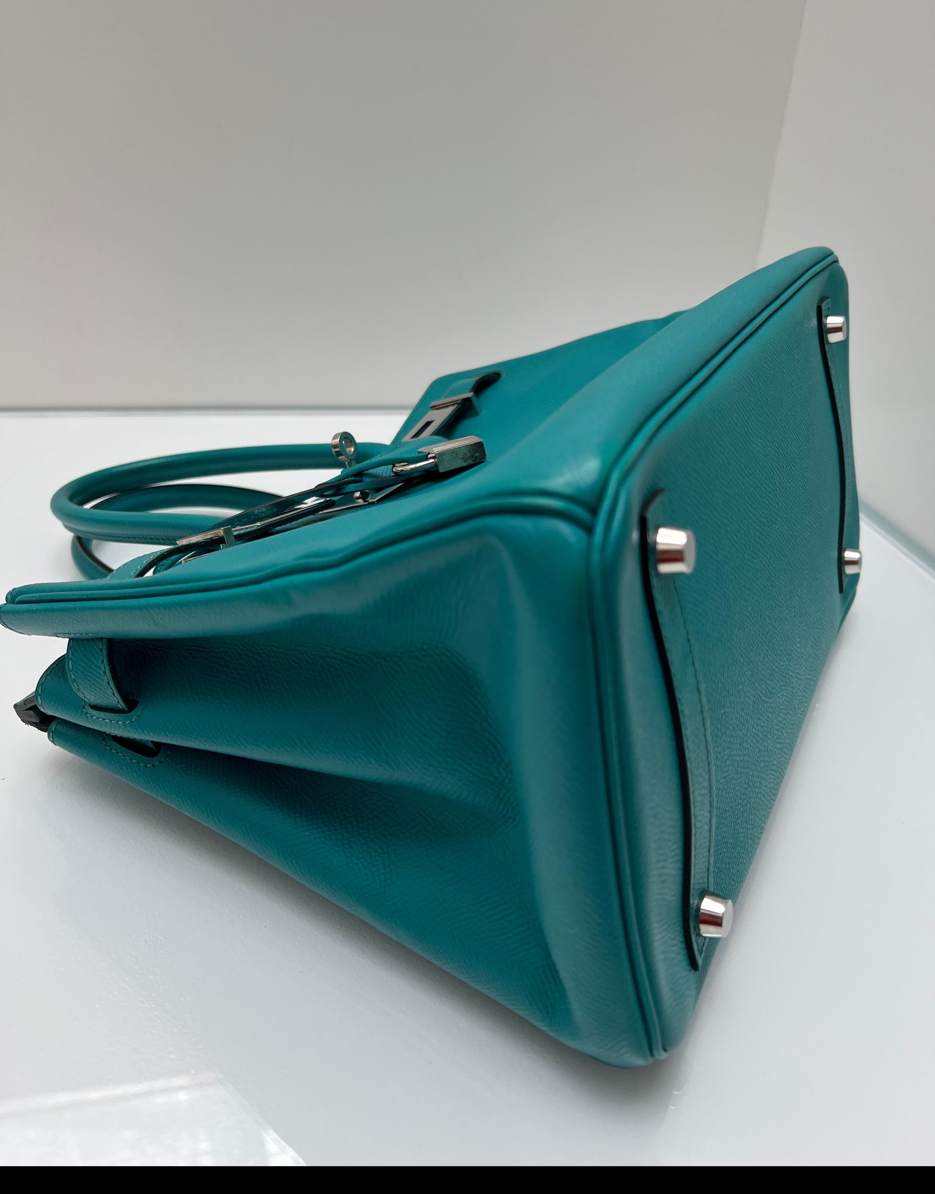 Sac Hermes Birkin 30 bleu Paon en vente 3