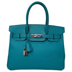 Hermes Blue Paon Birkin 30 Bag
