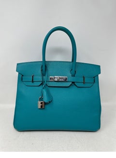 Hermes Blue Paon Birkin 30 Bag 