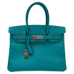 Hermes Blue Paon Birkin 30 Bag