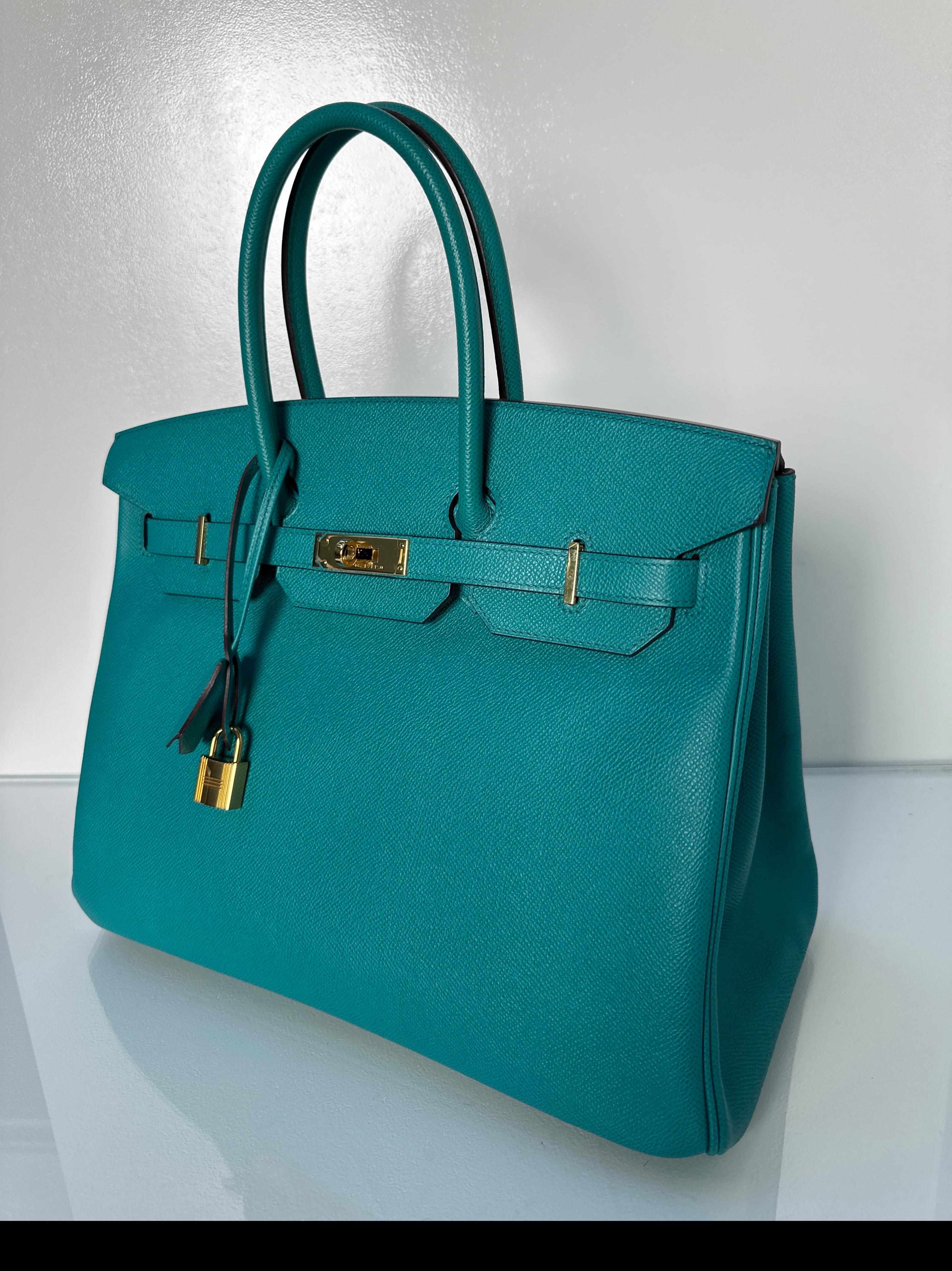 Hermes Blue Paon Birkin 35 Bag 8