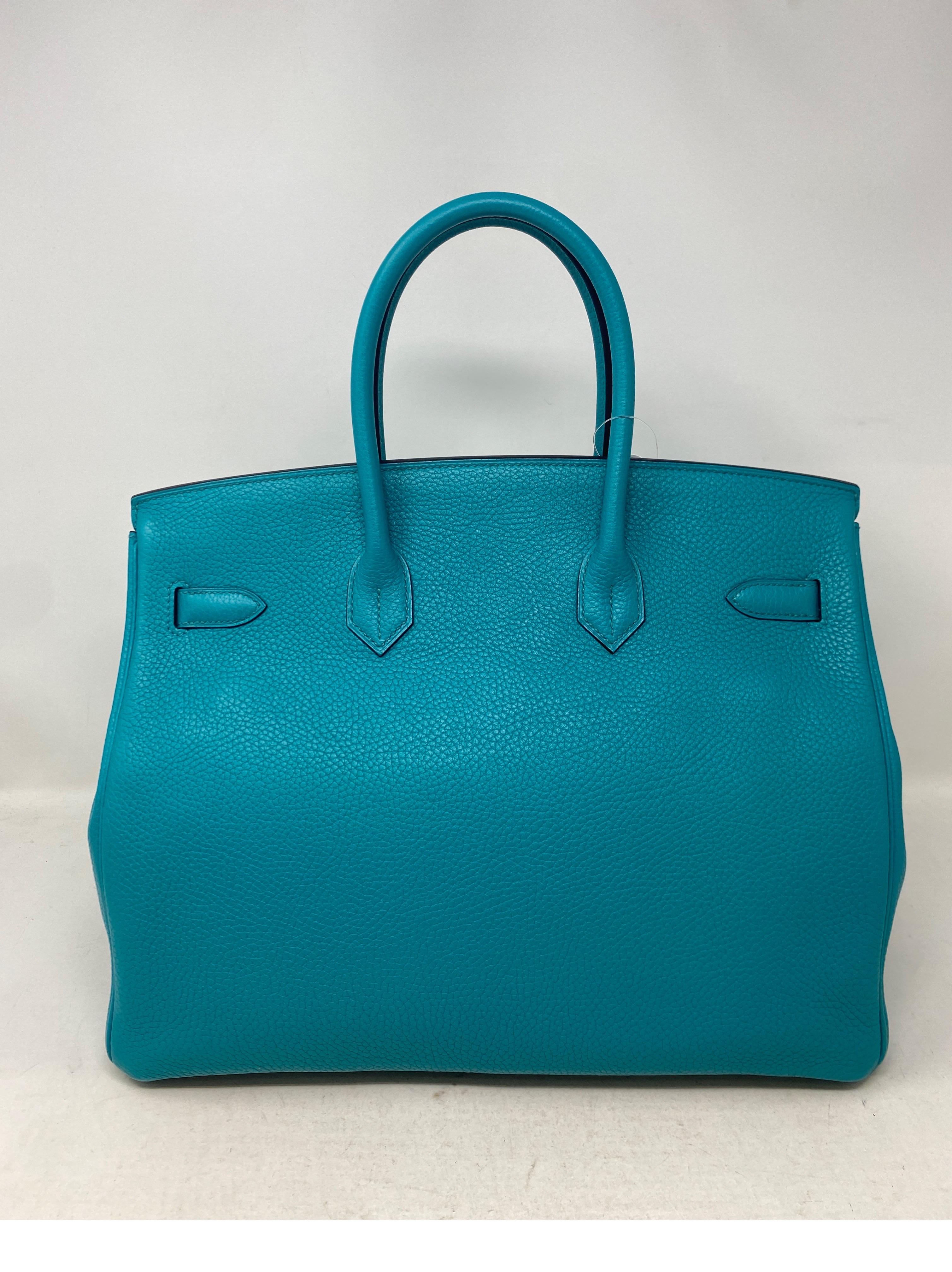 Hermes Blue Paon Birkin 35 Bag 13