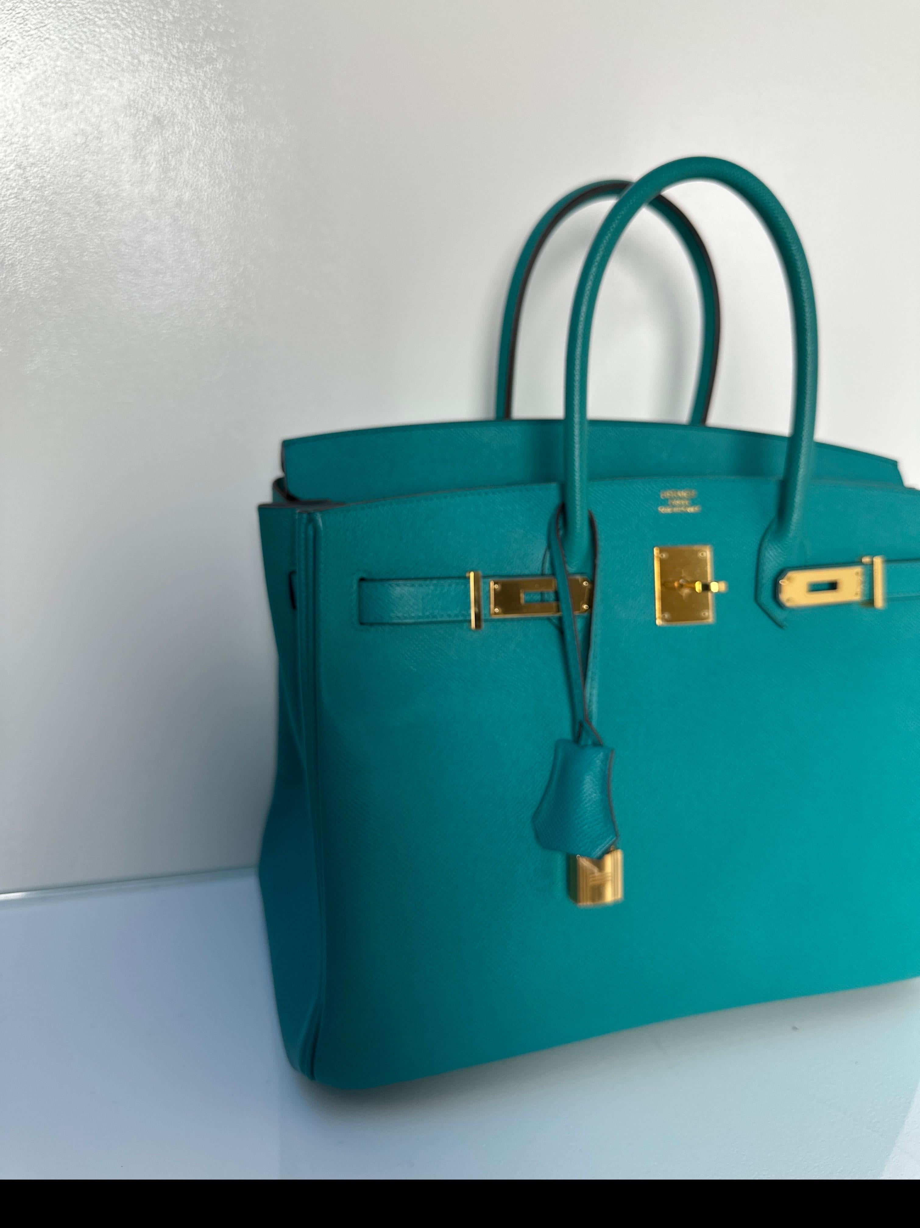 Hermes Blue Paon Birkin 35 Bag In Excellent Condition In Athens, GA
