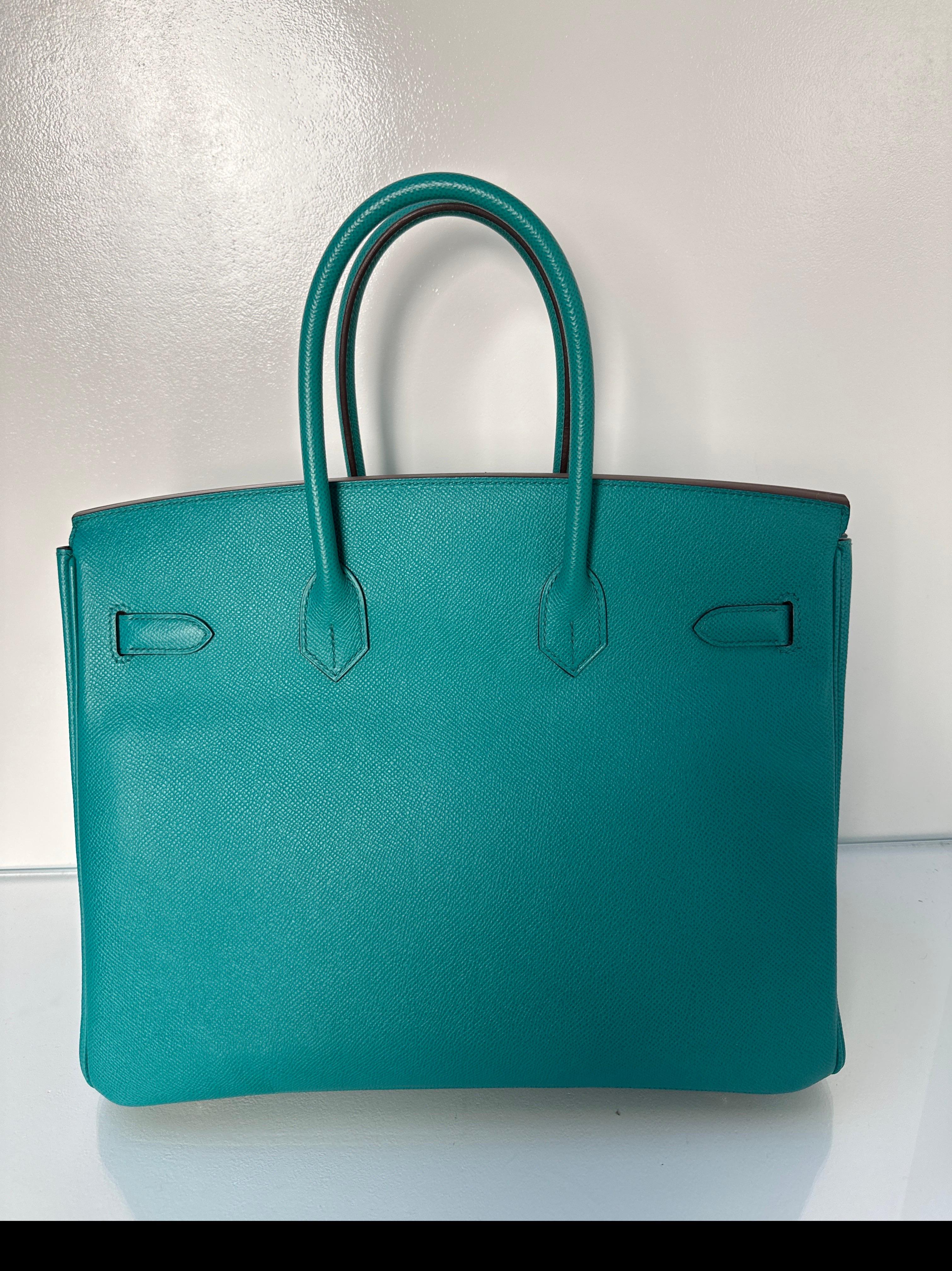 Women's or Men's Hermes Blue Paon Birkin 35 Bag