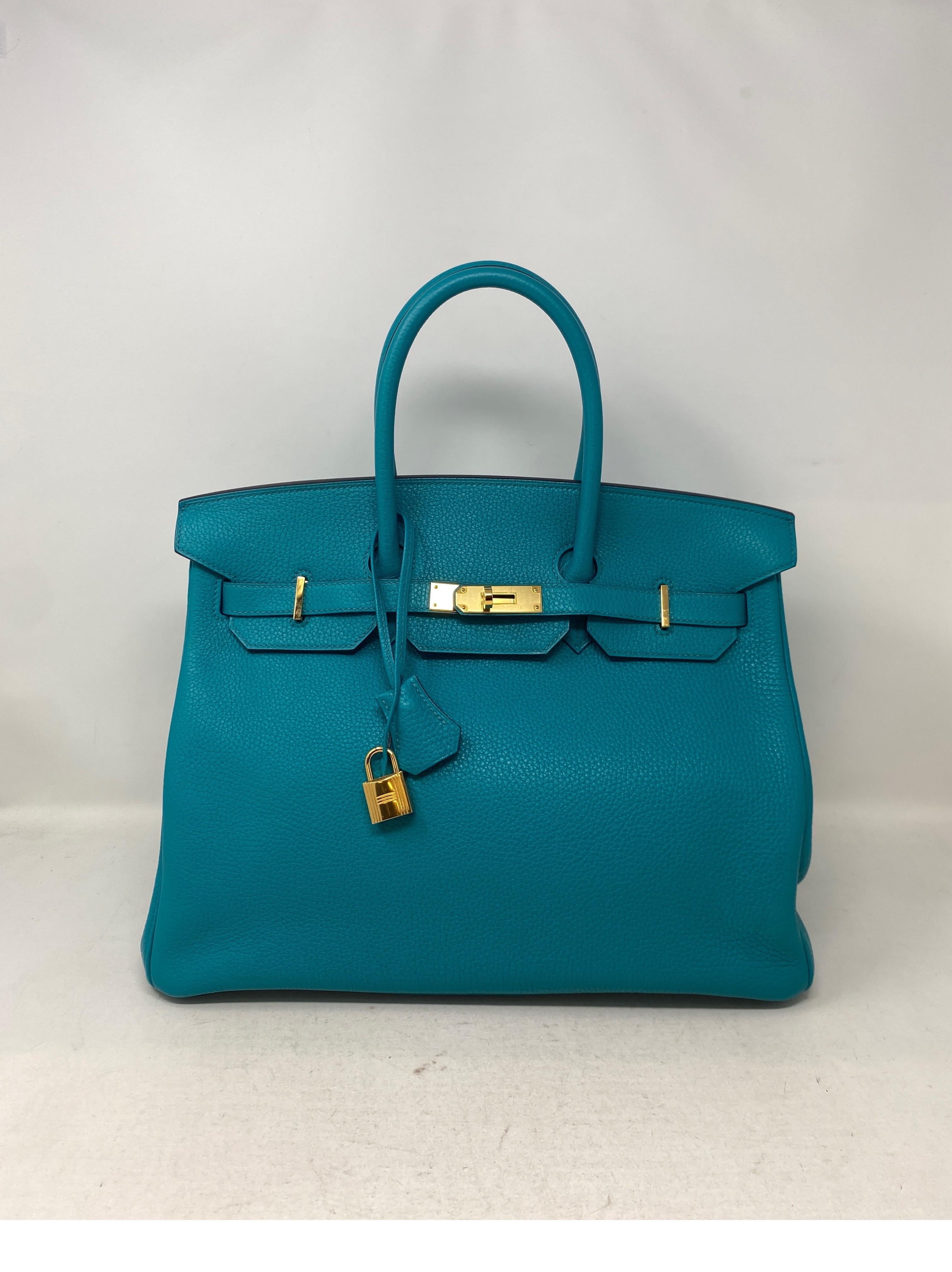 Hermes Blue Paon Birkin 35 Bag  In Excellent Condition In Athens, GA