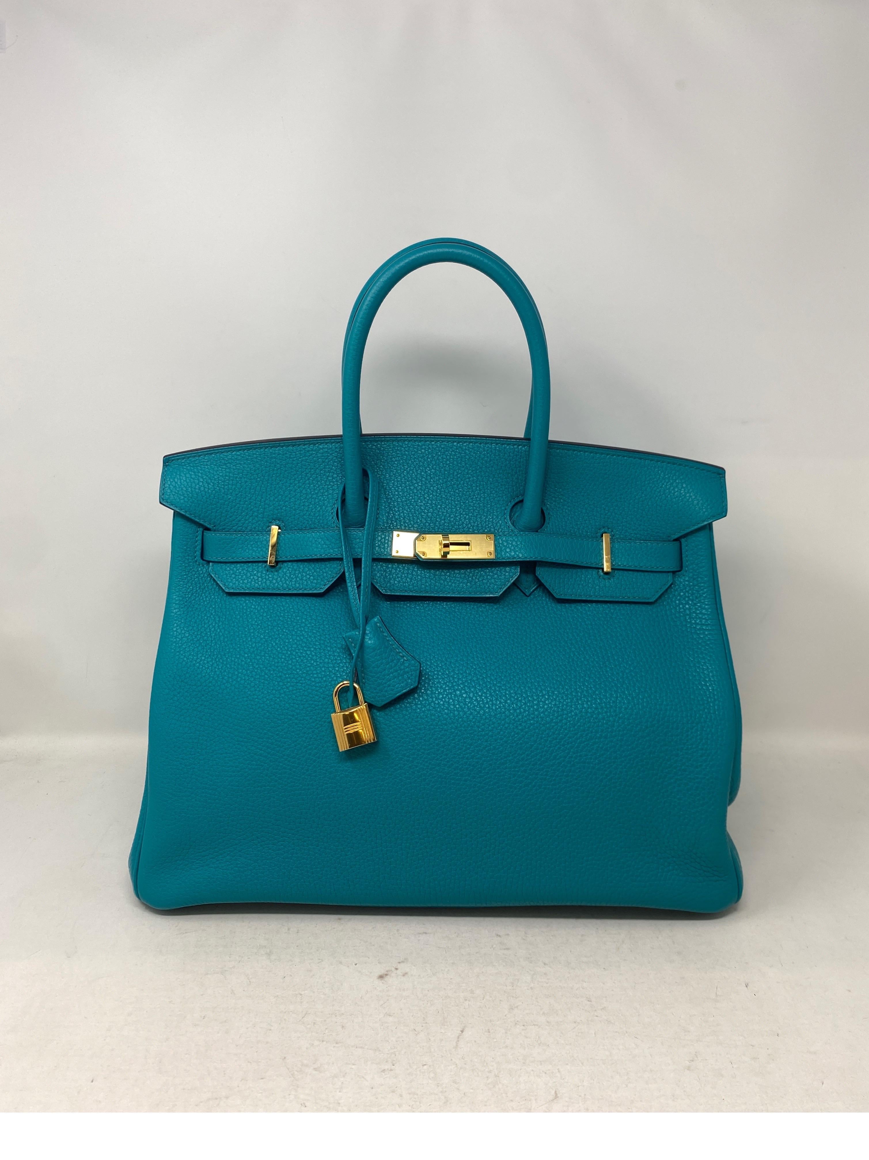 Hermes Blue Paon Birkin 35 Bag In Excellent Condition In Athens, GA