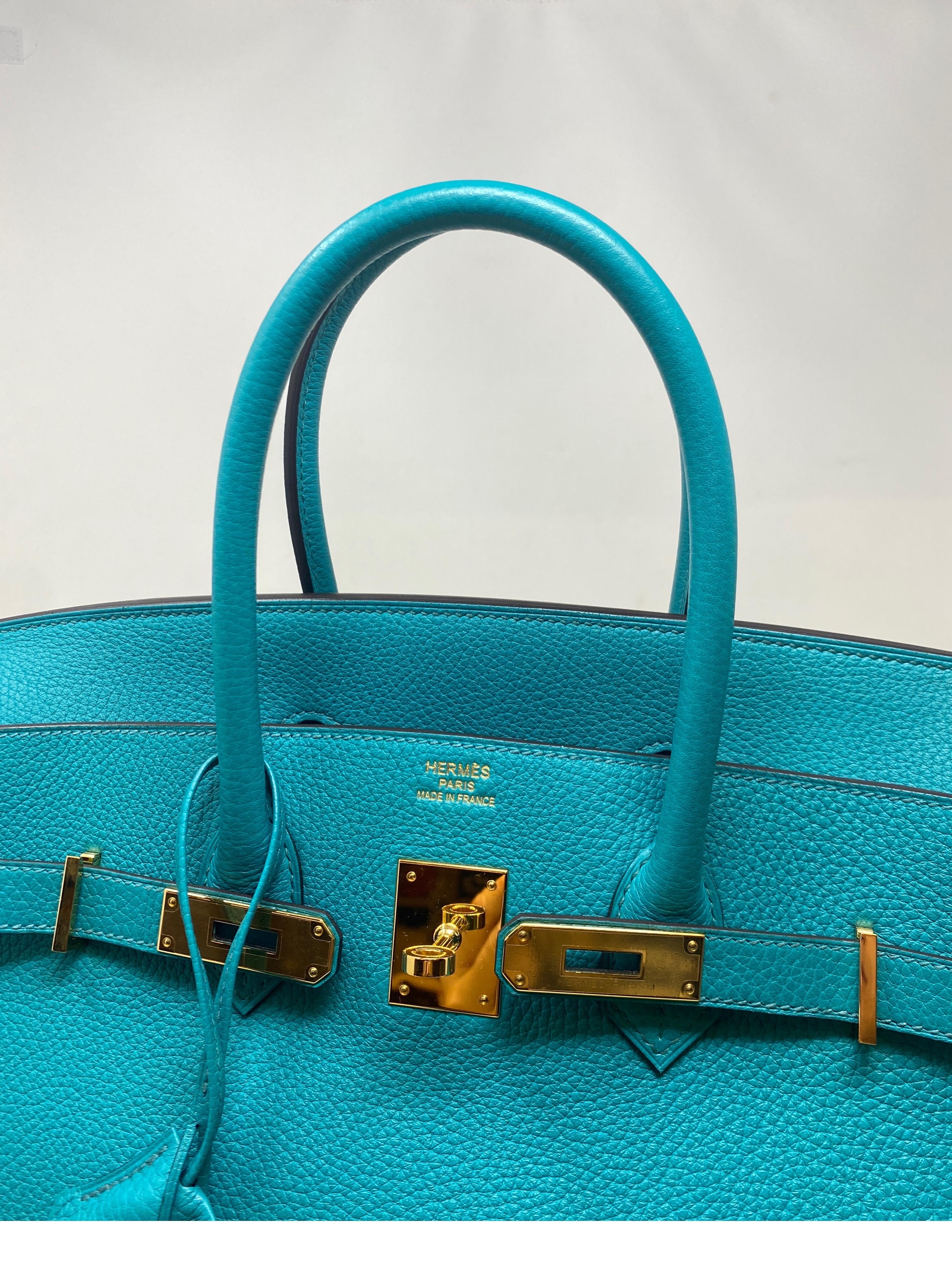 Women's or Men's Hermes Blue Paon Birkin 35 Bag 