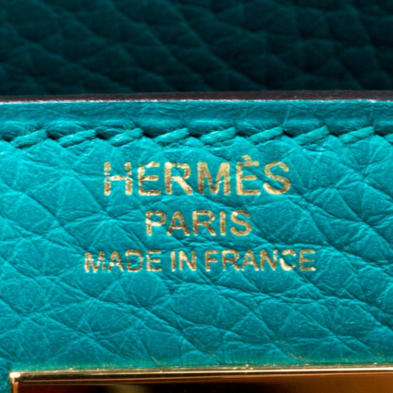Hermes Blue Paon Clemence Leather Gold Hardware Kelly Retourne 28 Bag 2