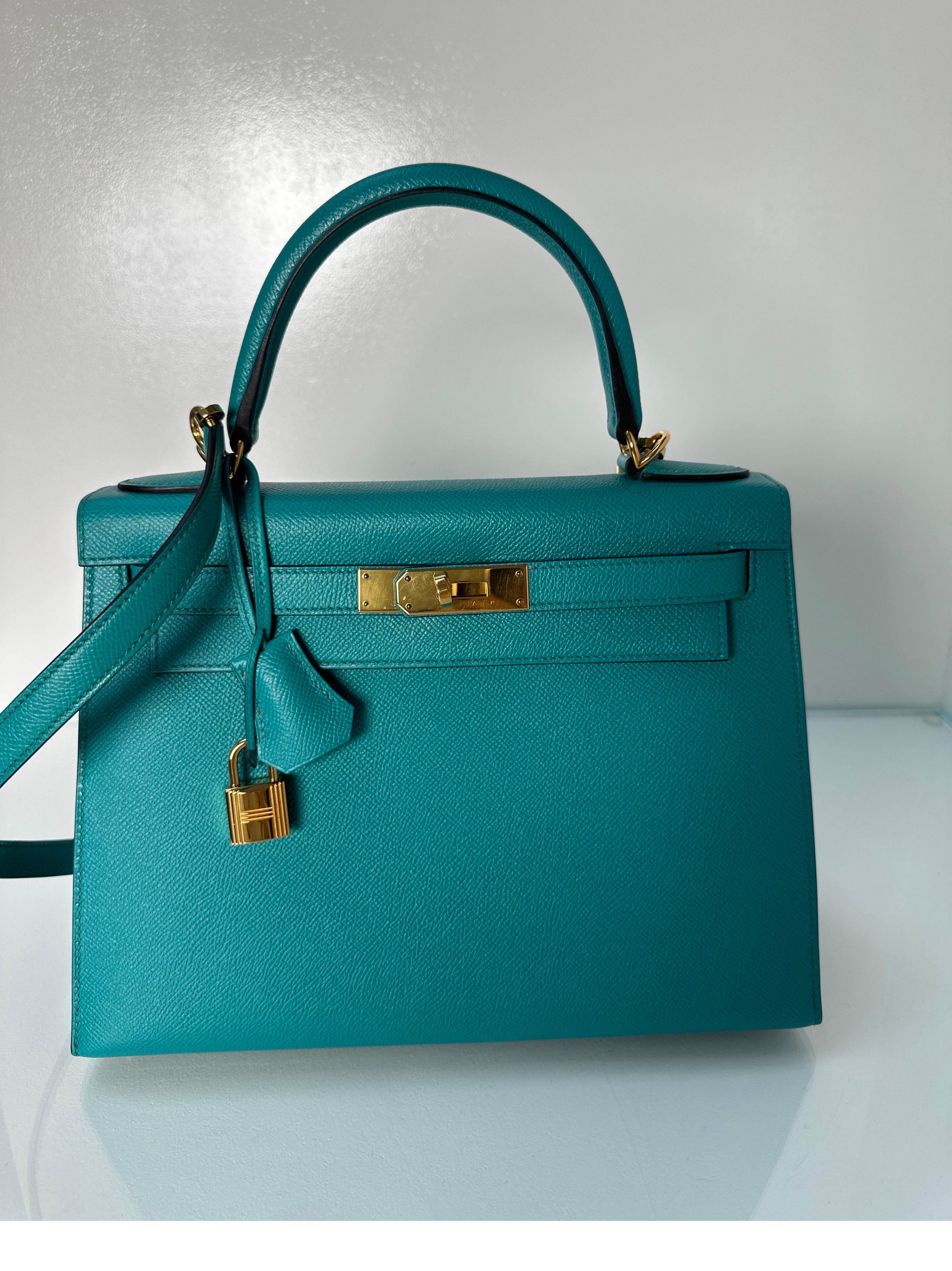 Hermes Blue Paon Kelly 28 Bag 7