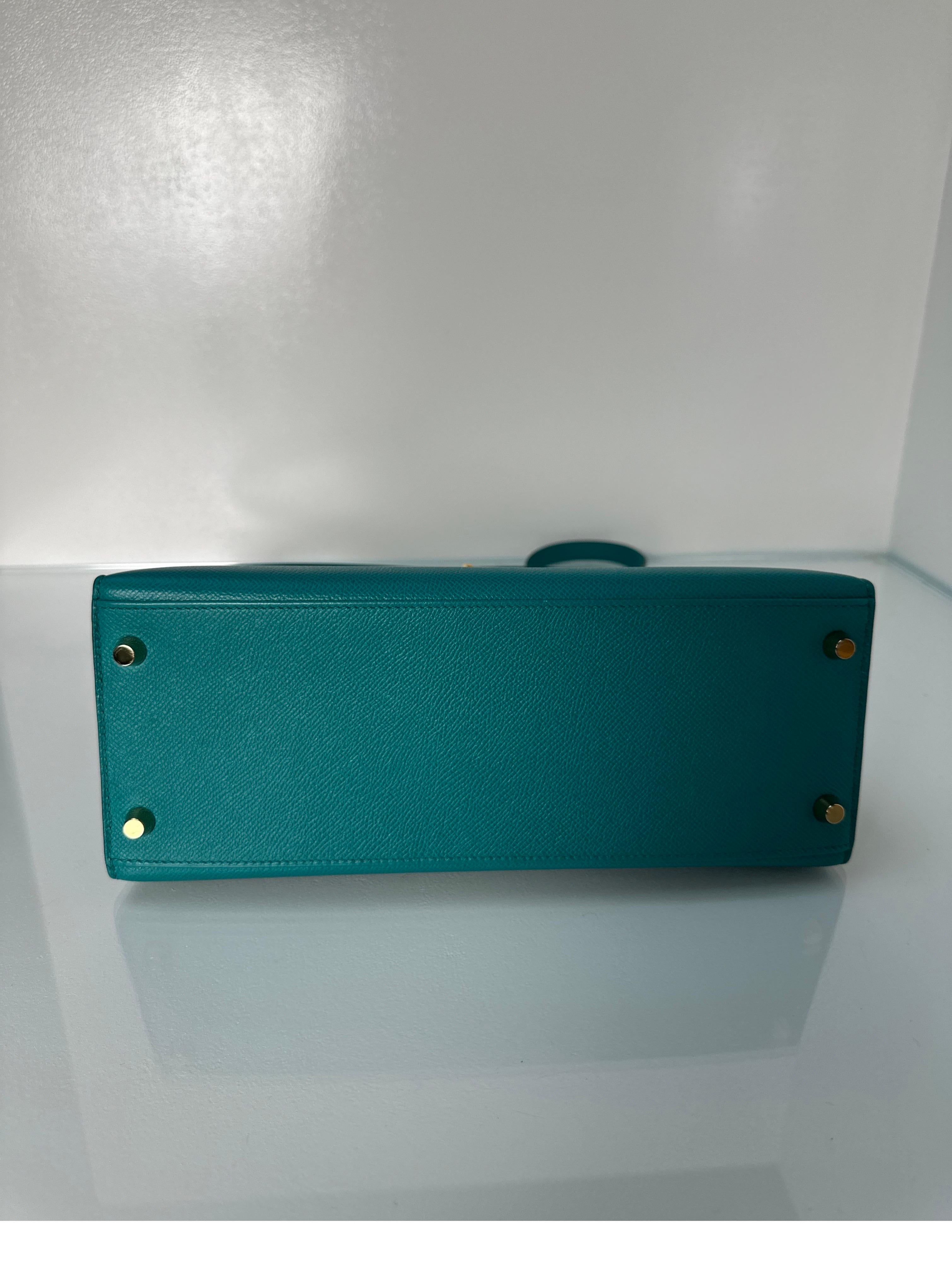 Hermes Blue Paon Kelly 28 Bag 8