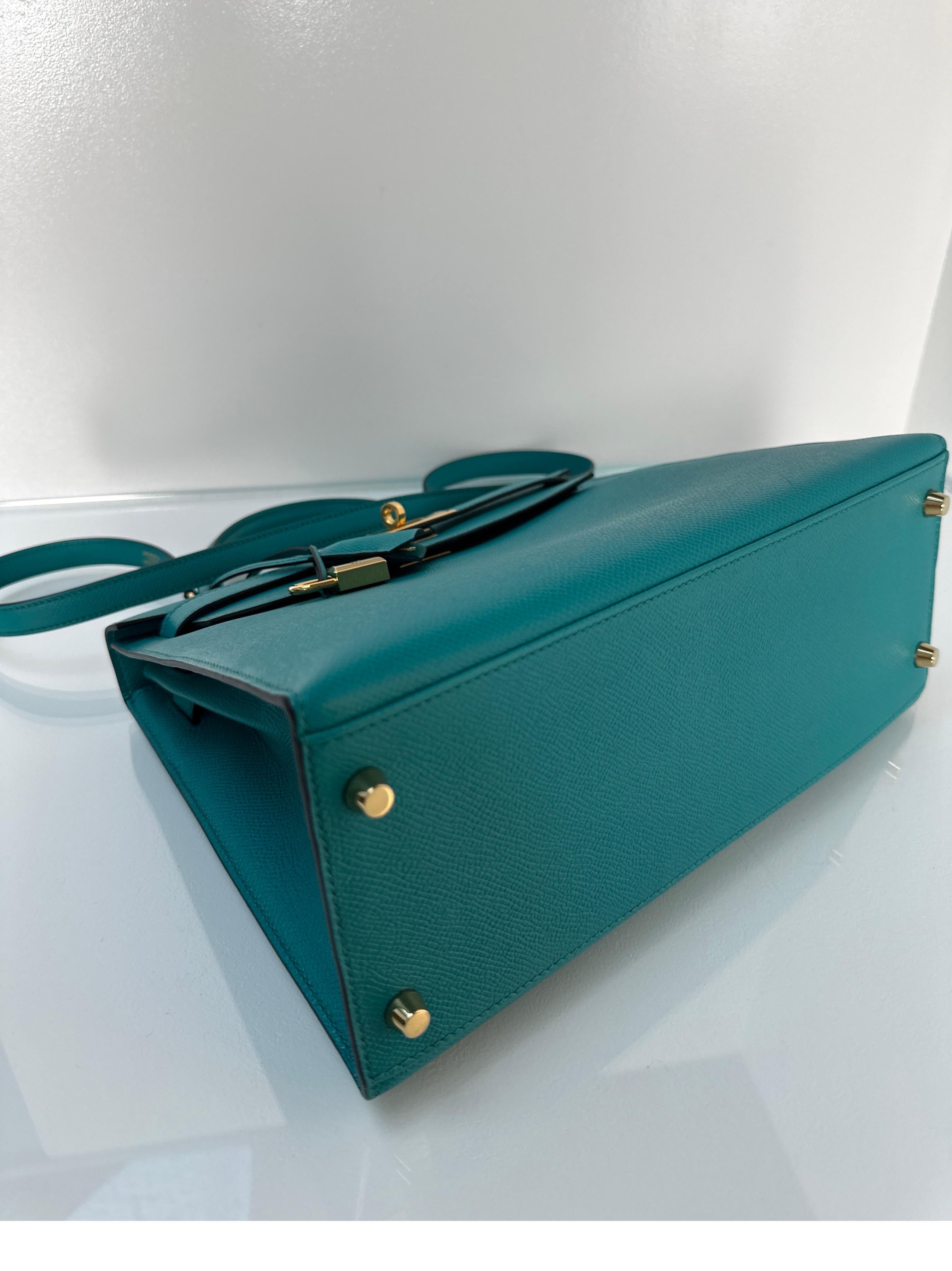 Hermes Blue Paon Kelly 28 Bag 9