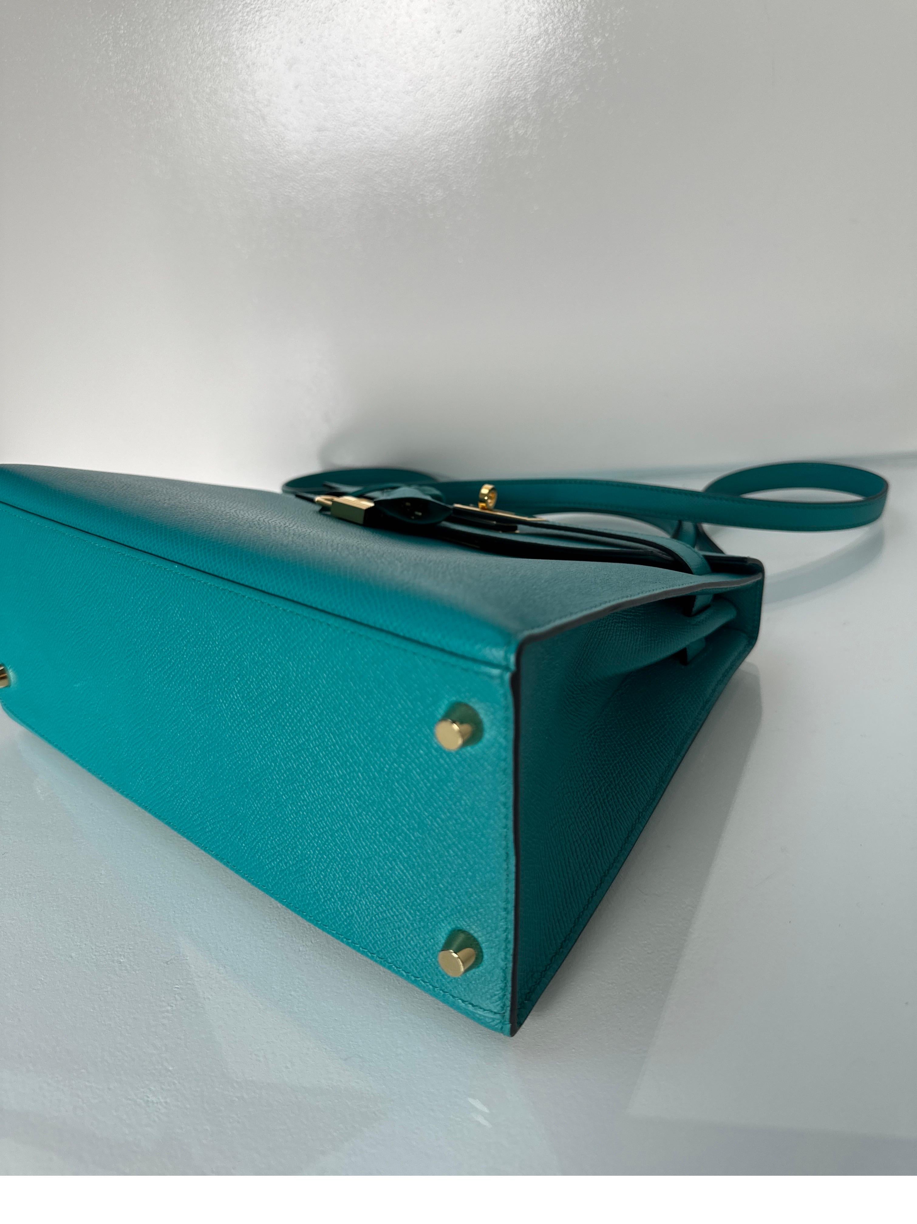 Hermes Blue Paon Kelly 28 Bag 10