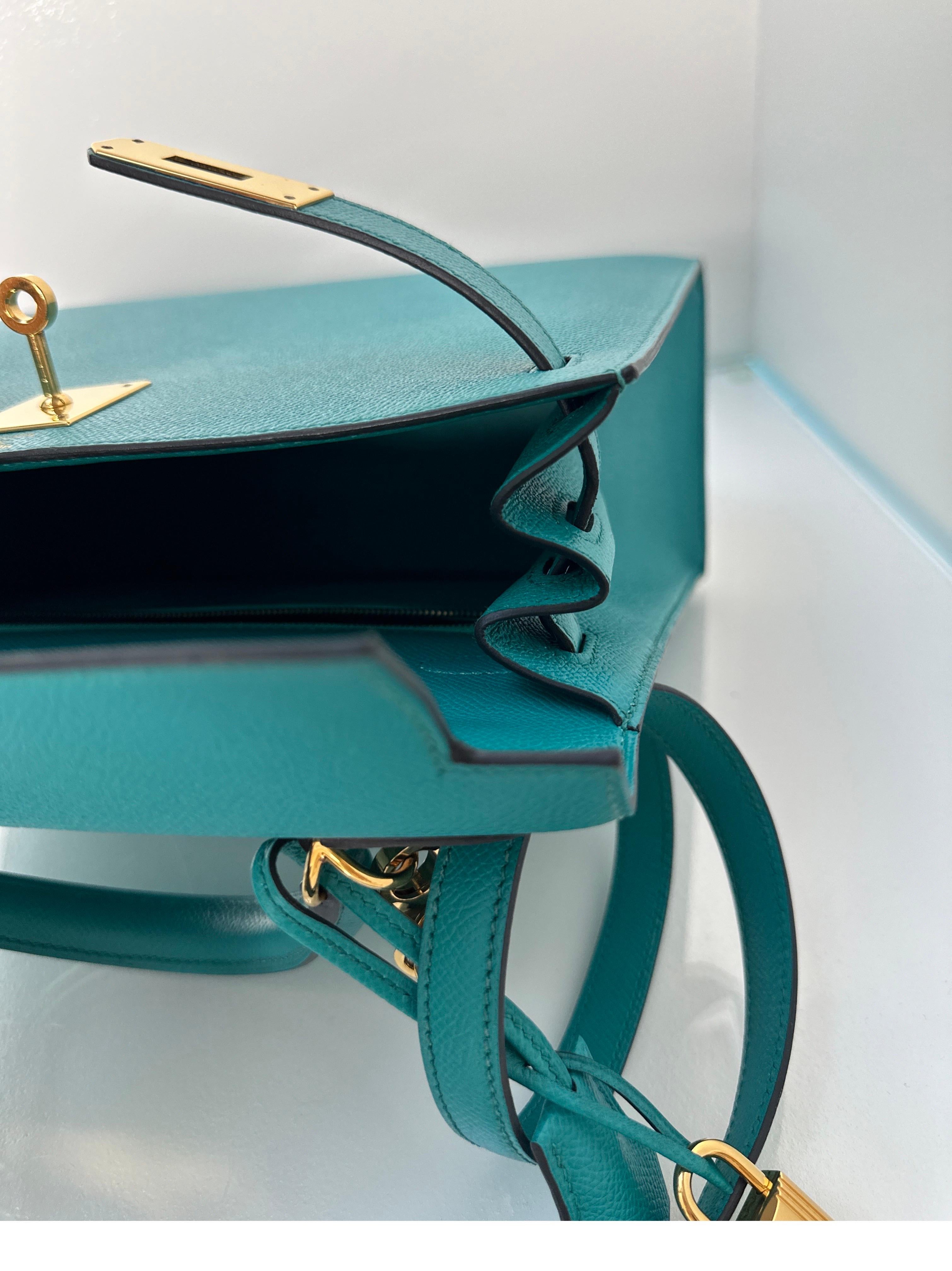 Hermes Blue Paon Kelly 28 Bag 15