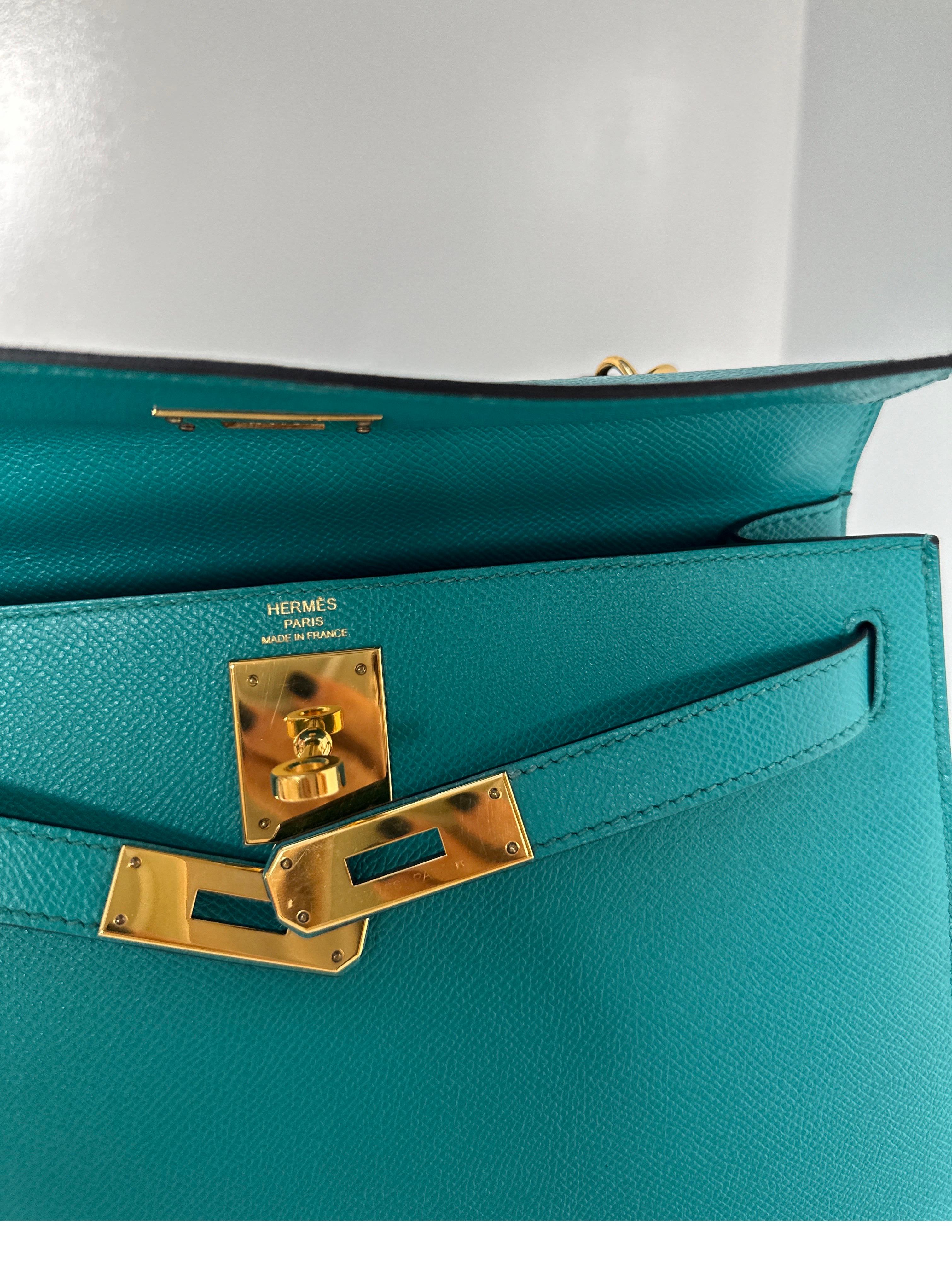Hermes Blue Paon Kelly 28 Bag 16