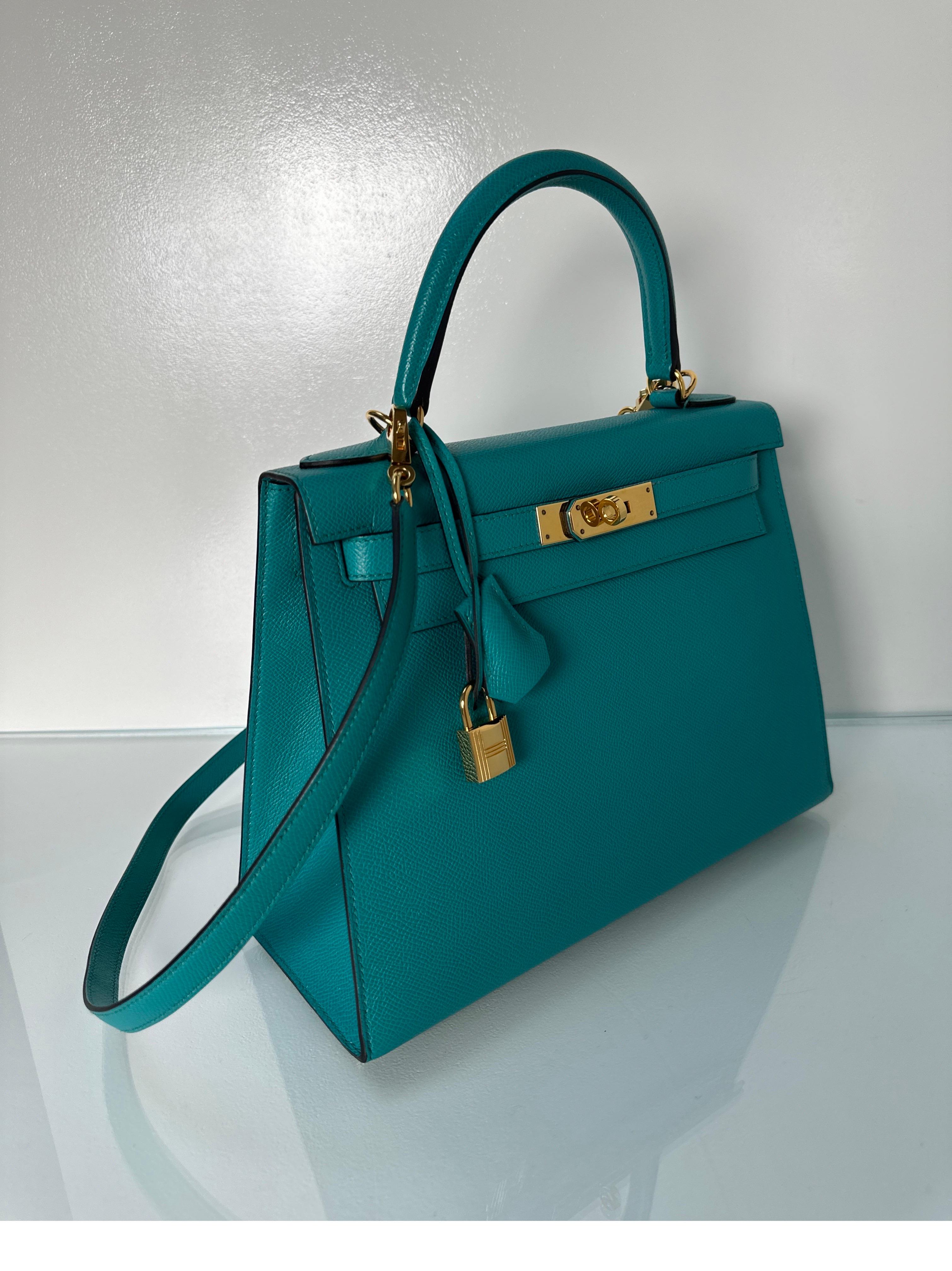 Women's or Men's Hermes Blue Paon Kelly 28 Bag