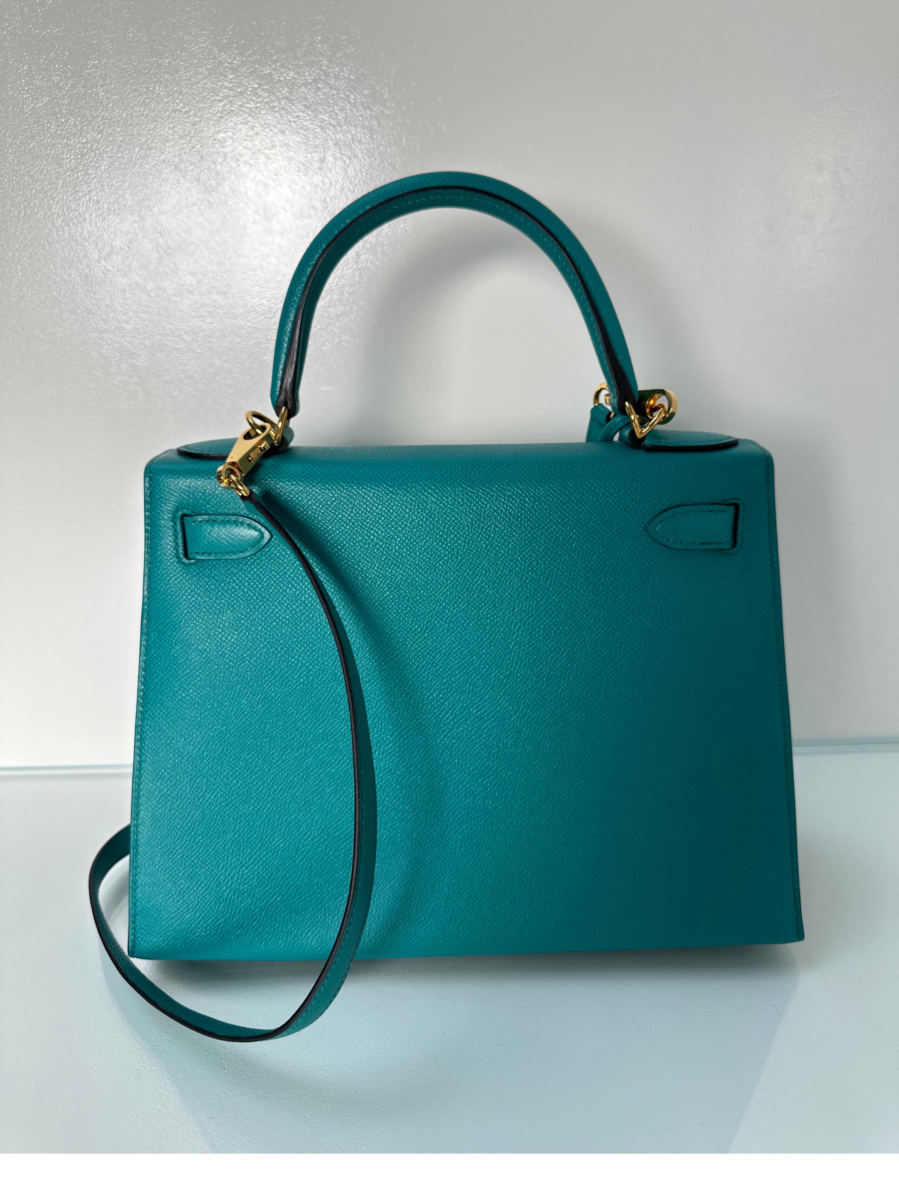 Hermes Blue Paon Kelly 28 Bag 2