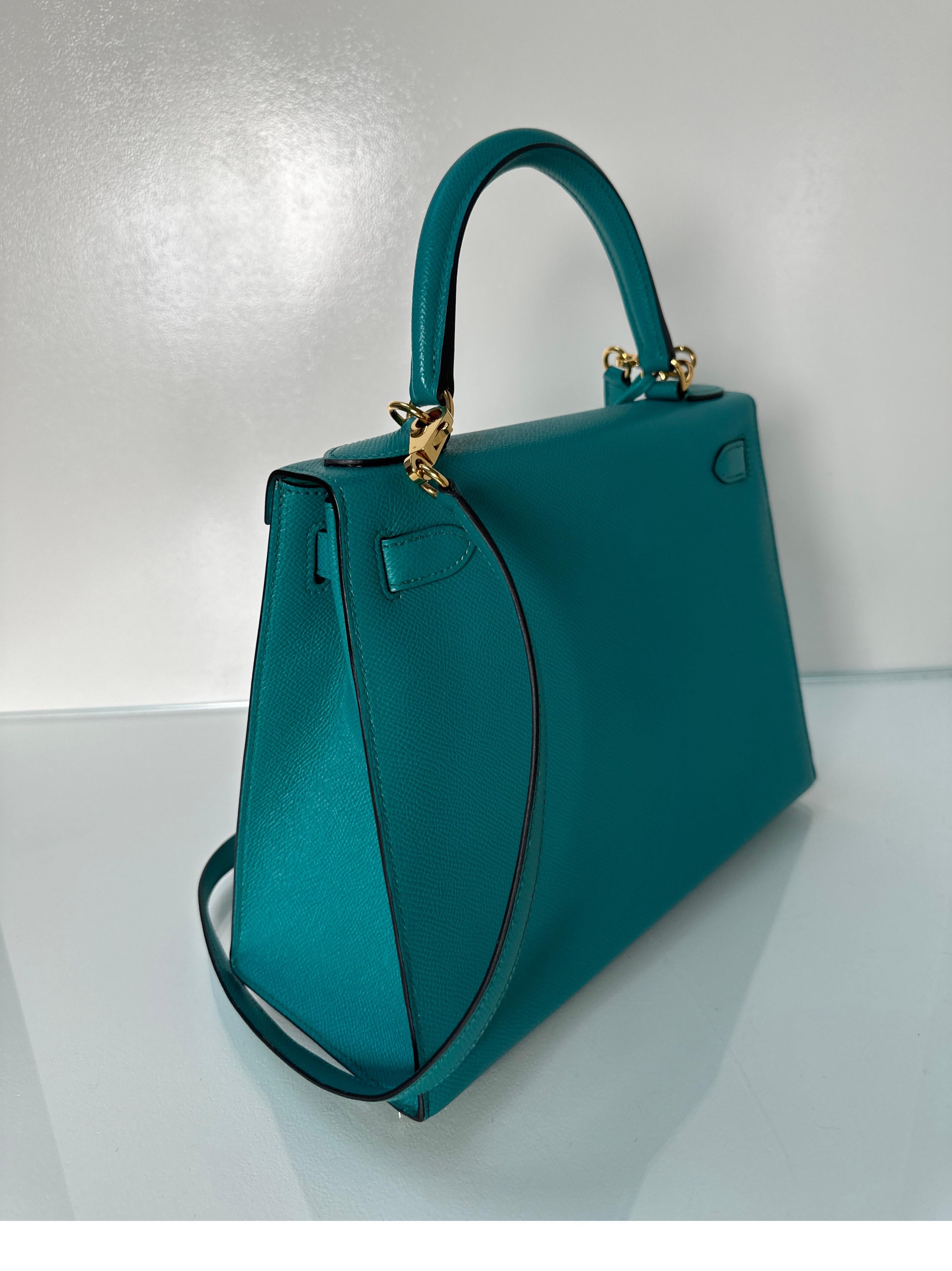 Hermes Blue Paon Kelly 28 Bag 3
