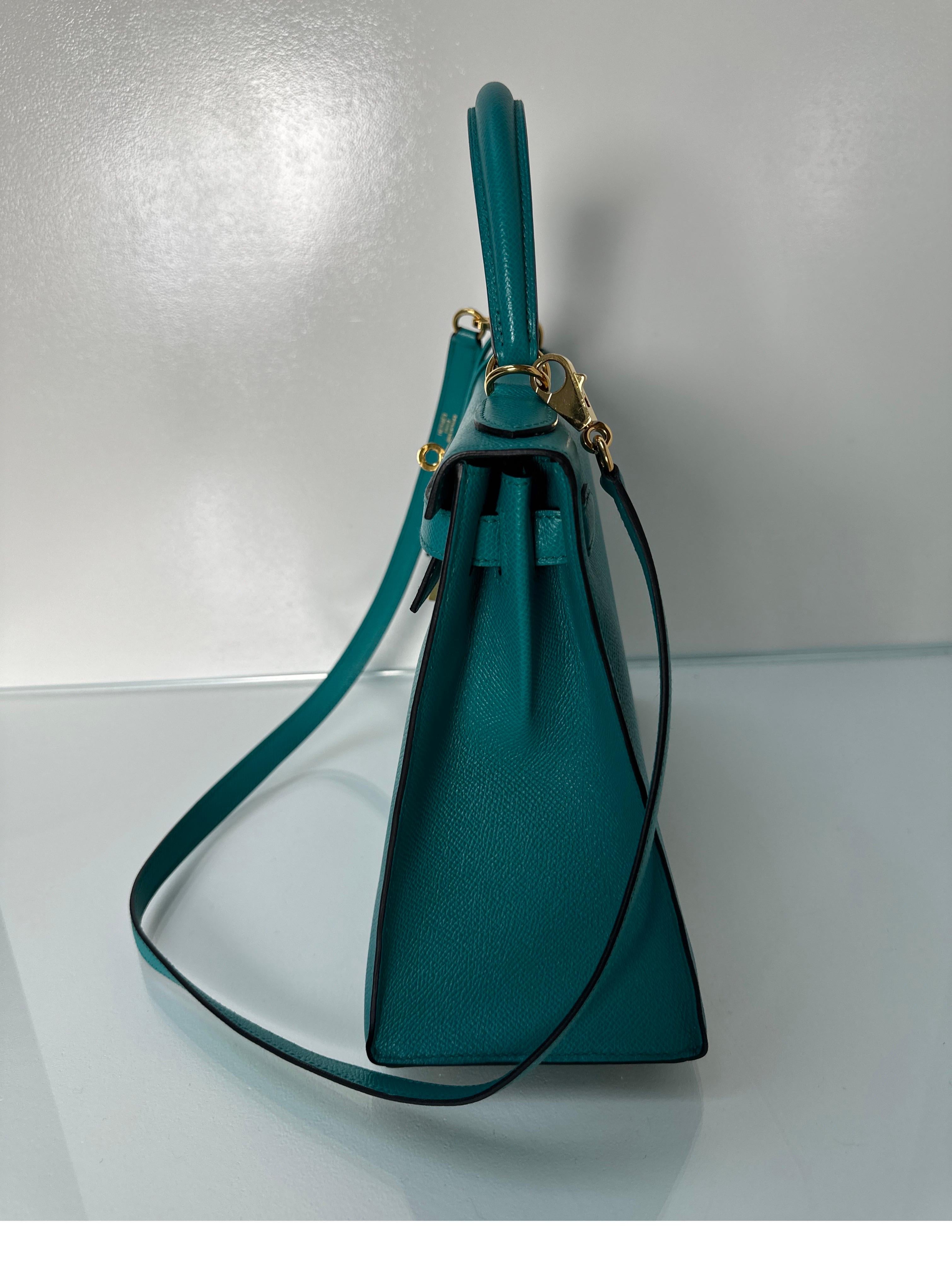 Hermes Blue Paon Kelly 28 Bag 4