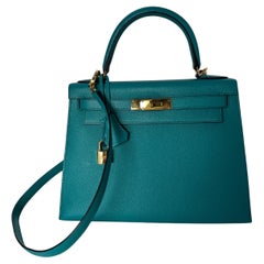 Hermes Blue Paon Kelly 28 Bag