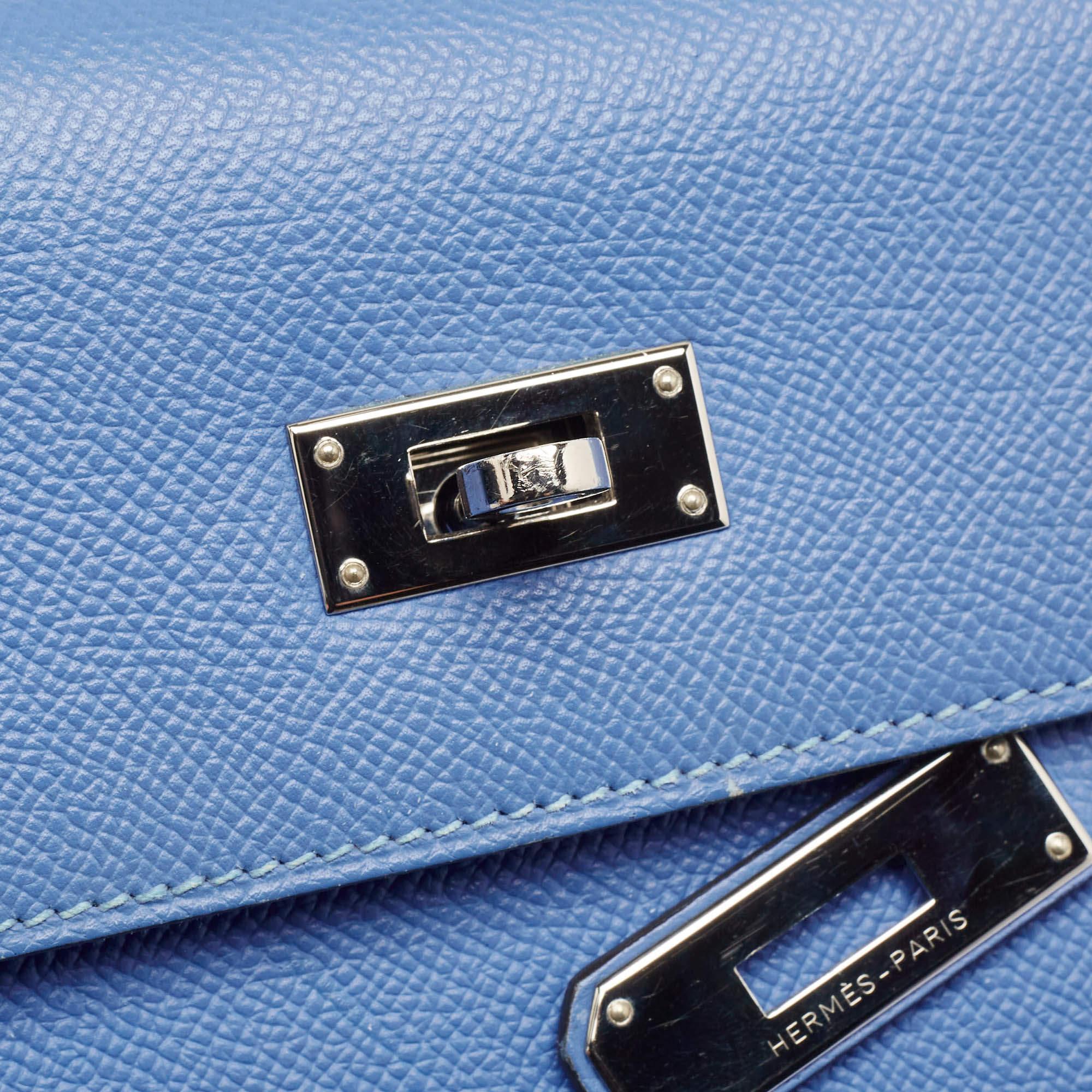Hermes Blue Paradis Epsom Leather Palladium Hardware Kelly Sellier 35 Bag 2