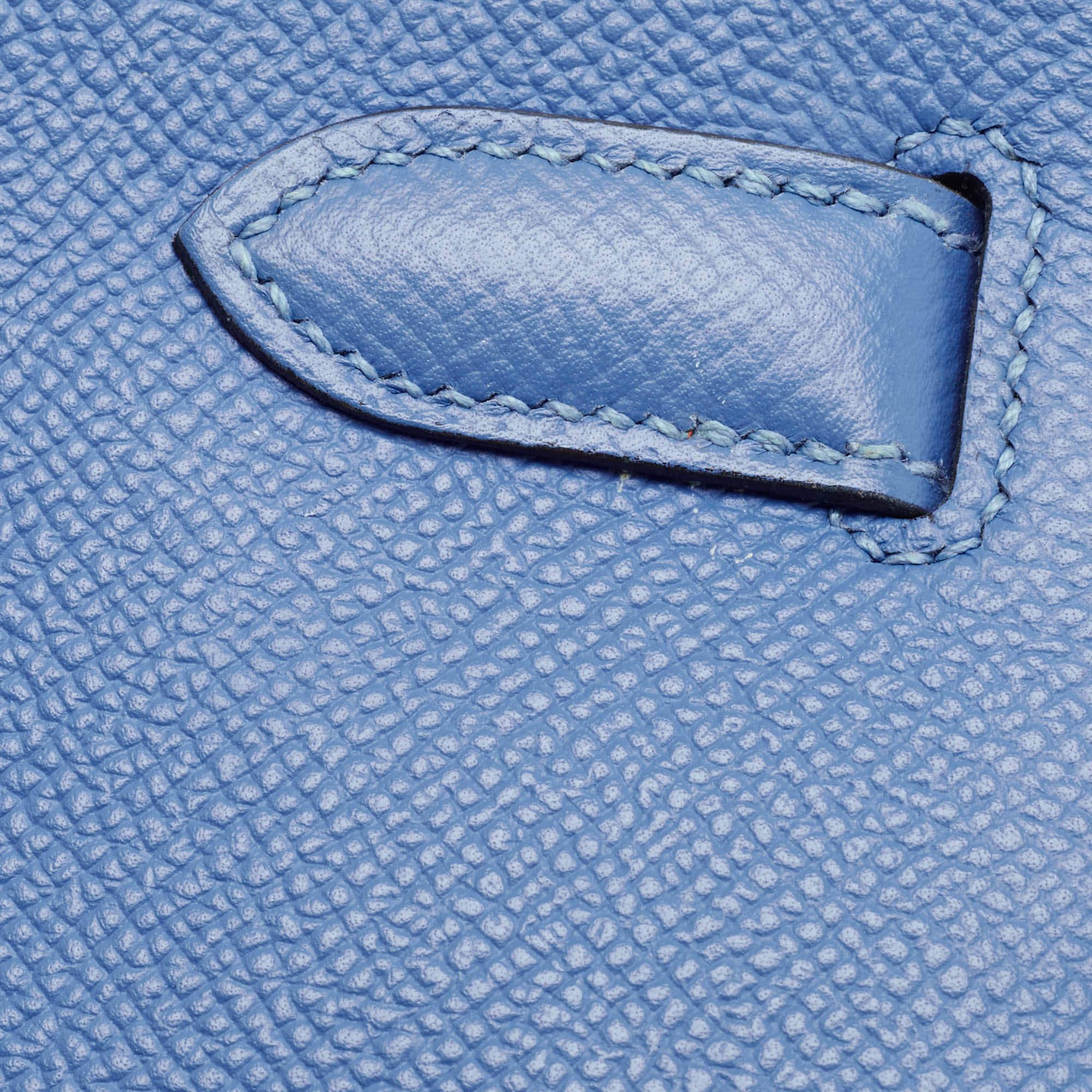 Hermes Blue Paradis Epsom Leather Palladium Hardware Kelly Sellier 35 Bag 5