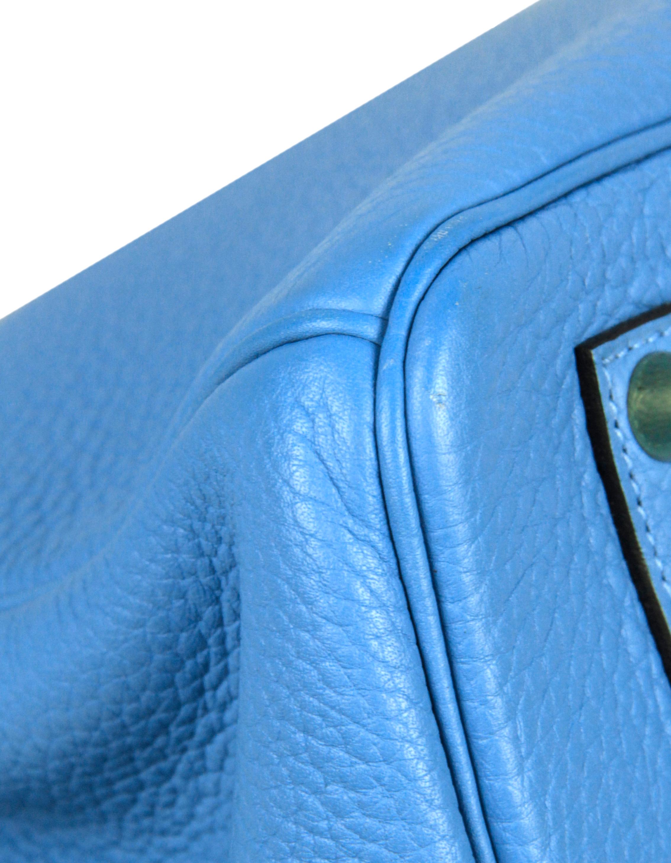 Women's or Men's Hermes Blue Paradis Taurillon Clemence Leather 35cm Birkin Bag GHW For Sale