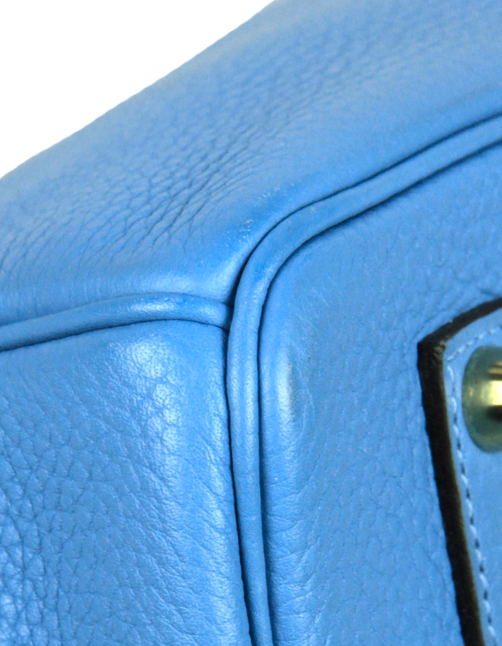 Sac Birkin Hermès modèle Taurillon Clemence en cuir bleu Paradis 35 cm en vente 2