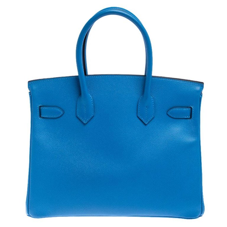 Hermes Blue Paradise Epsom Leather Palladium Hardware Birkin 30 Bag For Sale at 1stdibs