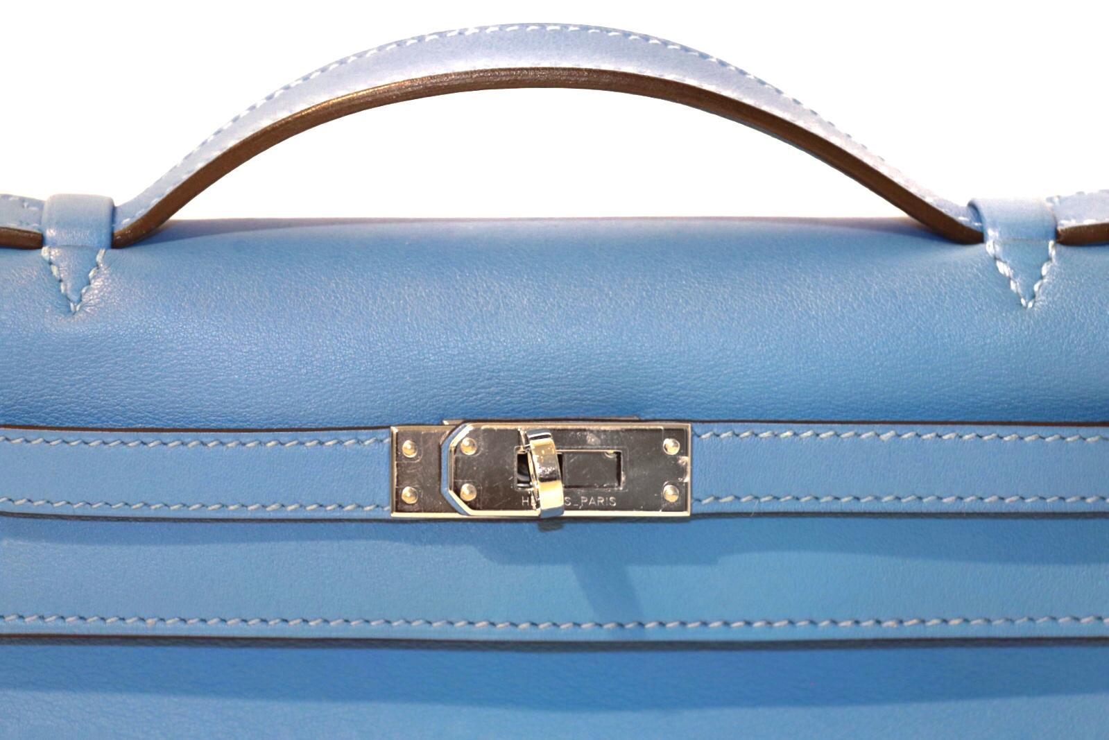 Women's Hermès Blue Paradise Swift Kelly Pochette