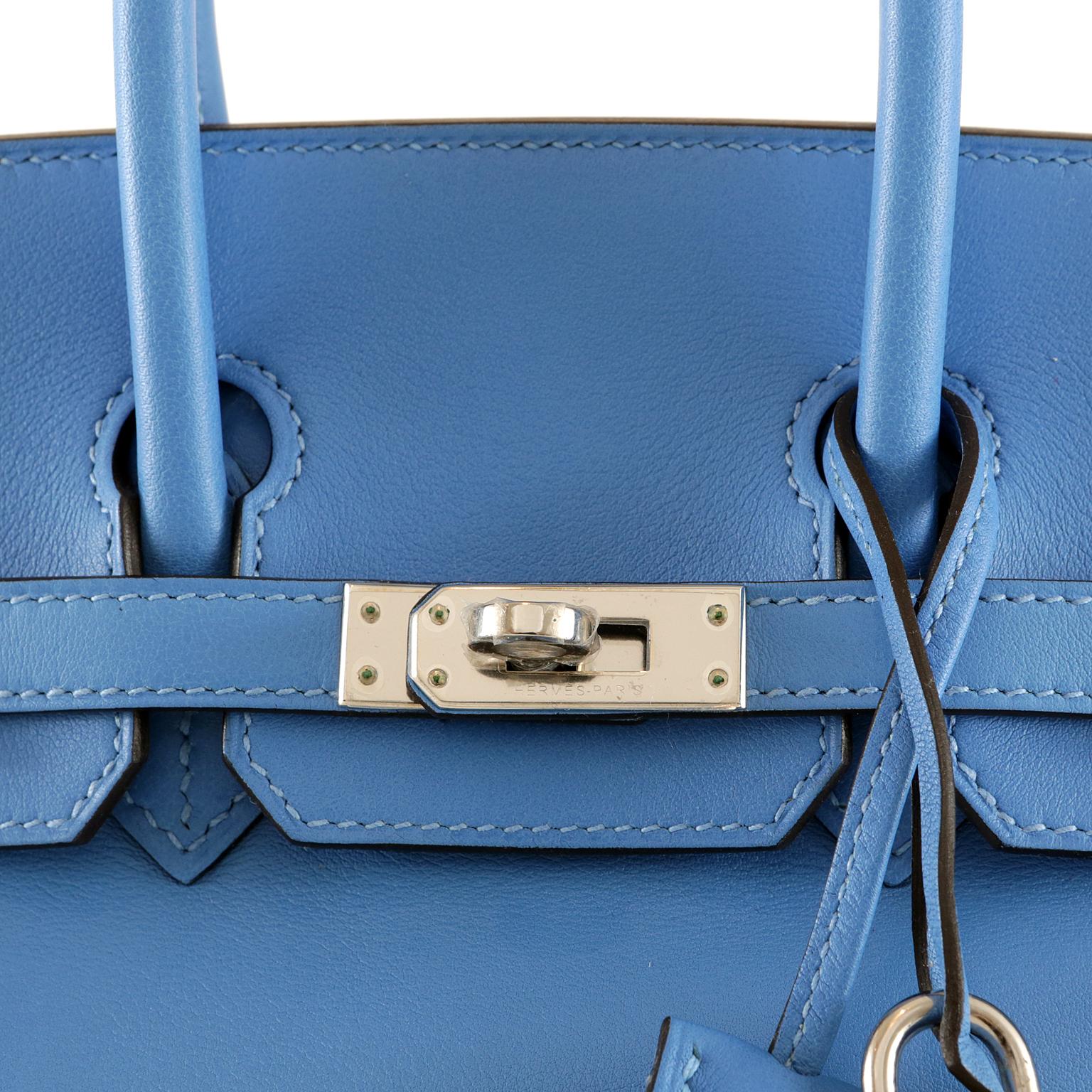 Hermès Blue Paradise Swift Leather 25 cm Birkin Bag In Excellent Condition In Palm Beach, FL