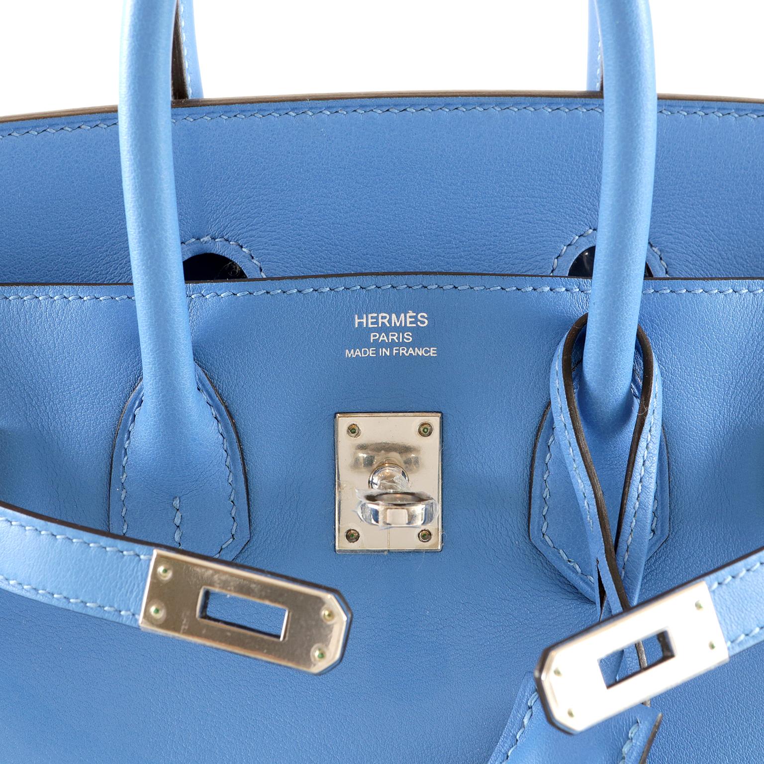 Women's Hermès Blue Paradise Swift Leather 25 cm Birkin Bag